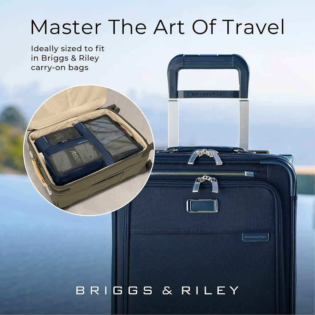 Briggs & Riley Carry On Compression Packing Cube Set - Bag Organizer for Suitcase & Luggage, Travel Essentials for Women & Men, Pack Accessories for Vacation, Maximize Storage Space - 3-Piece, Black
