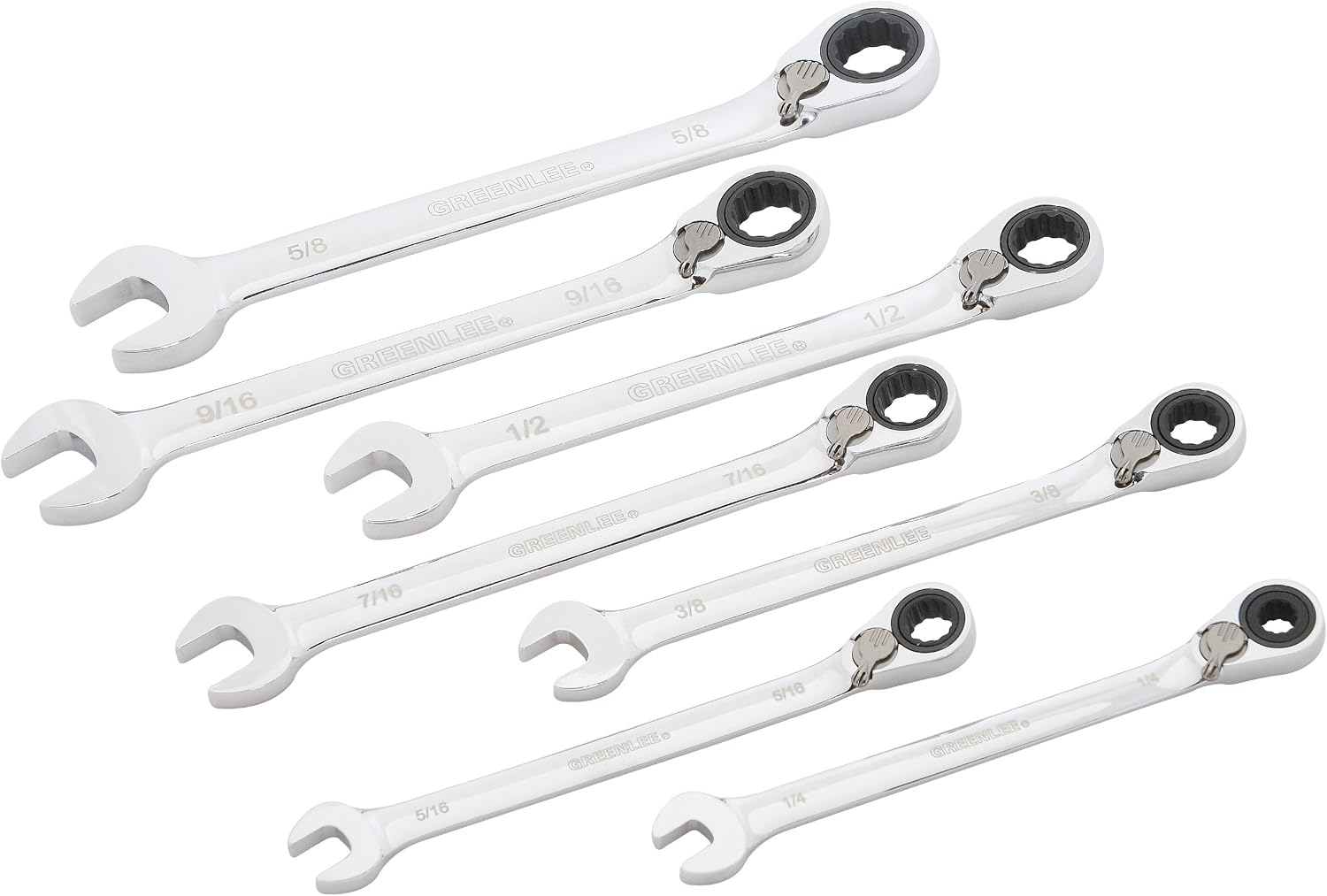 Greenlee 0354-01 Combination Ratcheting Wrench Set, Standard, 7-Piece