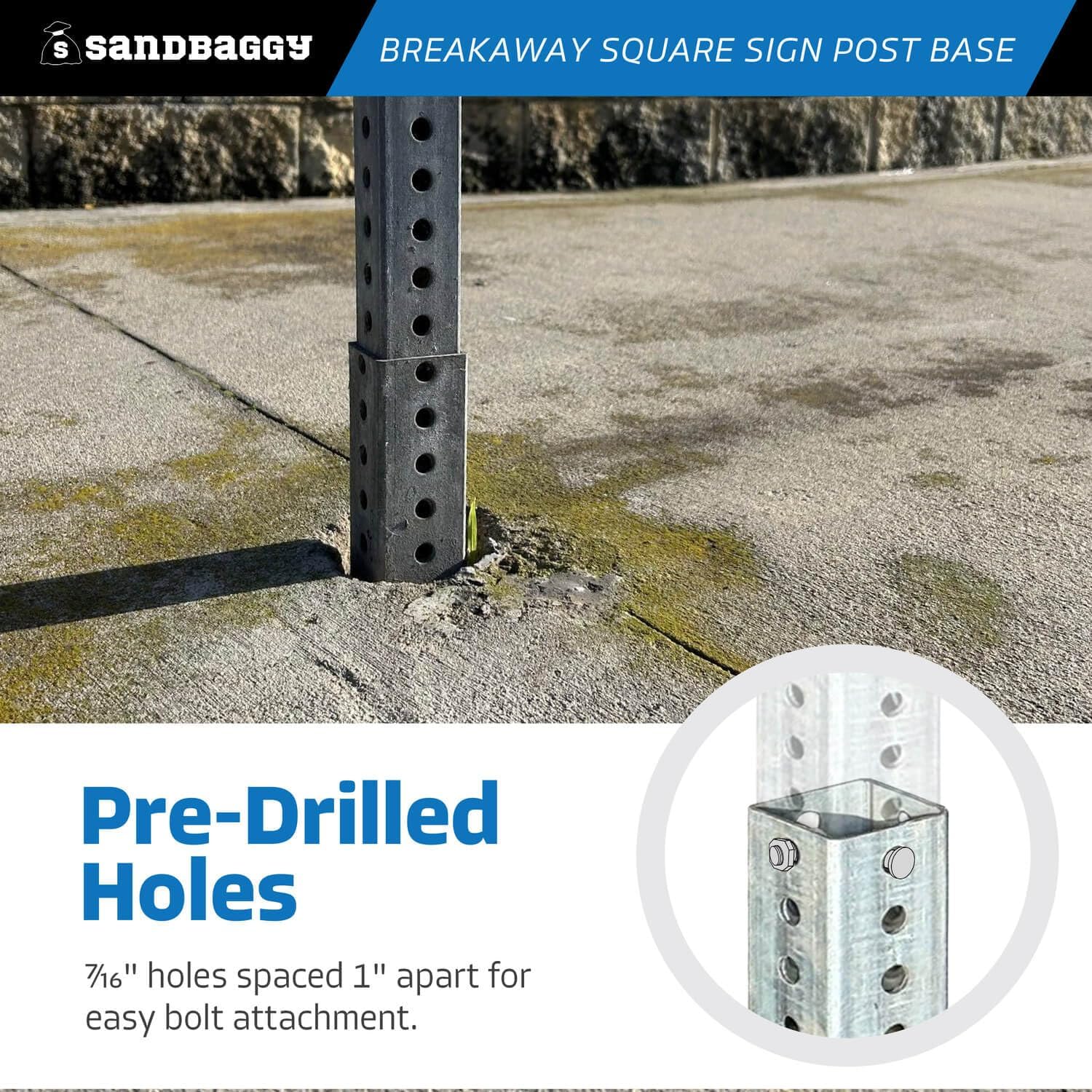Sandbaggy 3 ft Breakaway Square Sign Post Base (Hot Dipped Galvanized) (5)