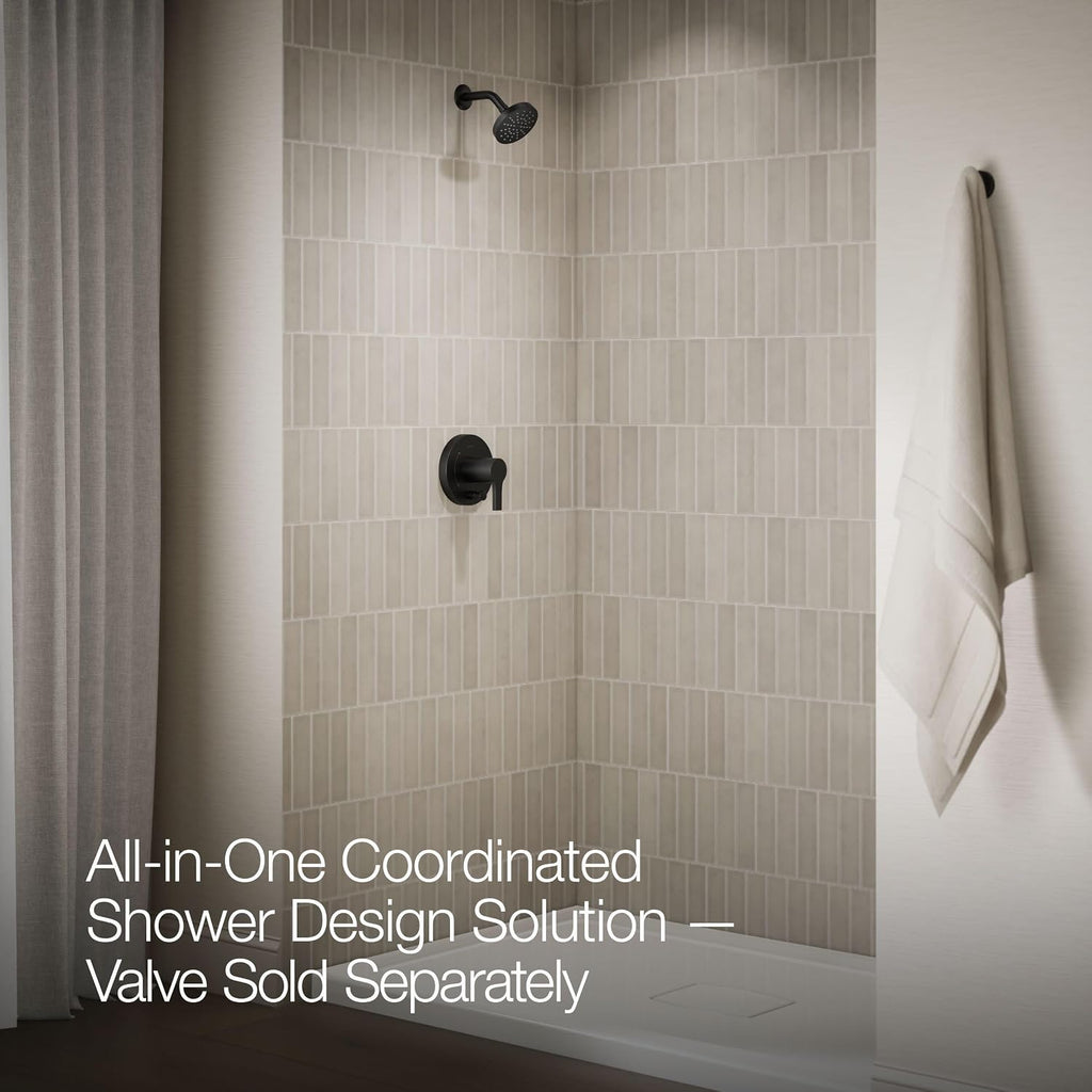 KOHLER T35326-4G-BL, Elate Rite-Temp Shower Trim Kit with Push-Button Diverter, 1.75 GPM Showerhead, Matte Black, Modern Shower Fixture, Water-Saving Design