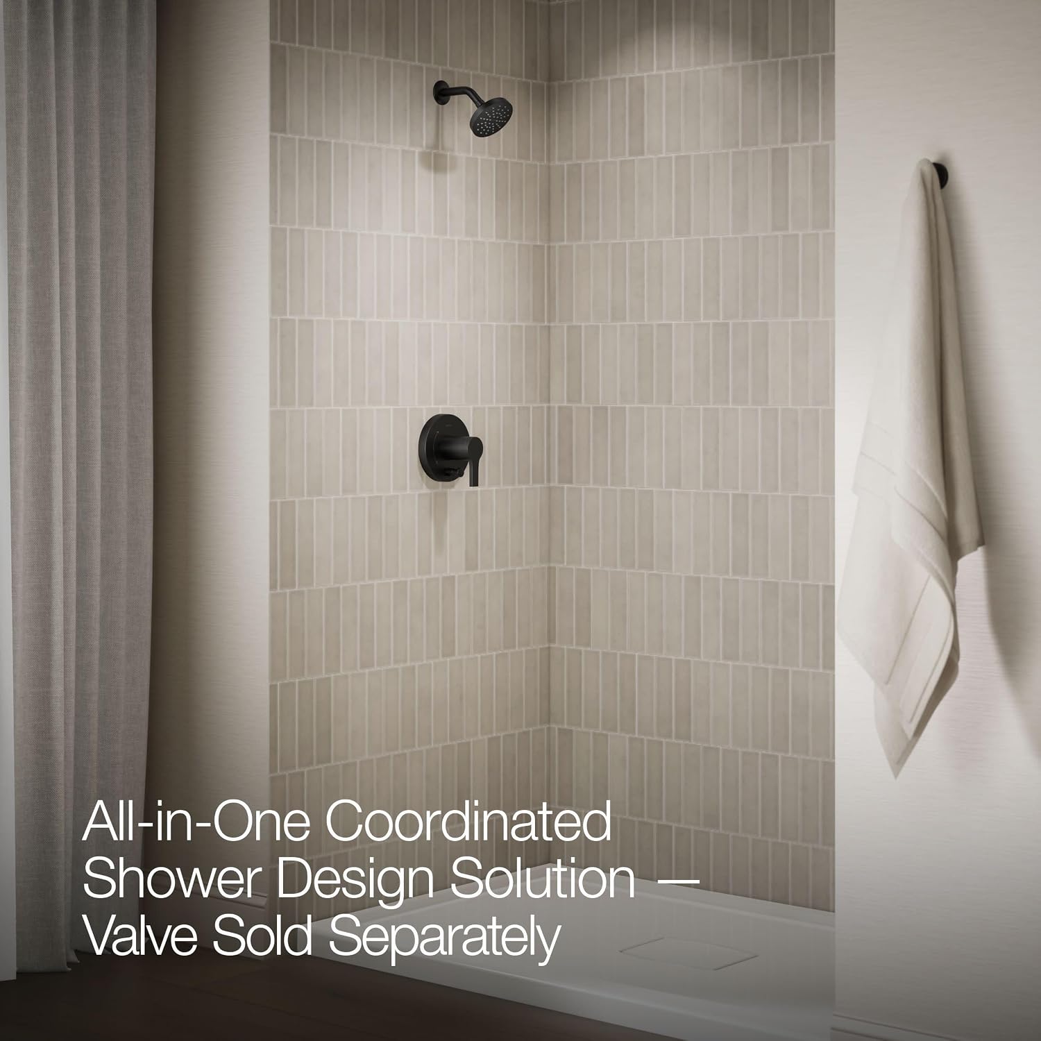 KOHLER T35326-4G-BL, Elate Rite-Temp Shower Trim Kit with Push-Button Diverter, 1.75 GPM Showerhead, Matte Black, Modern Shower Fixture, Water-Saving Design