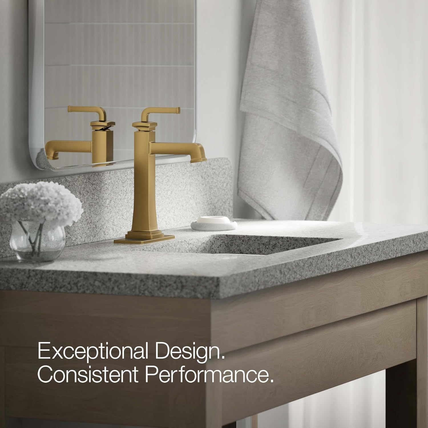 KOHLER 26430-4N-2MB K-26430-4N-2MB Riff Tall Single-Handle Bathroom Sink Faucet, 5 gpm, Vibrant Brushed Moderne Brass