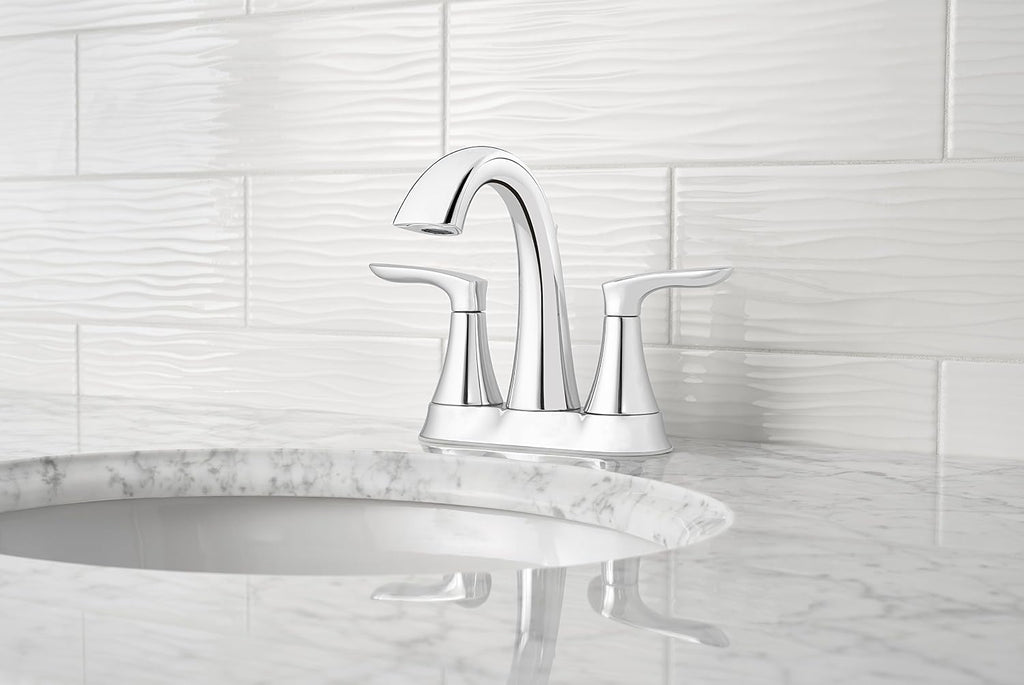Pfister Weller Bathroom Sink Faucet, 4-Inch Centerset, 2-Handle, 3-Hole, Polished Chrome Finish, LG48WR0C