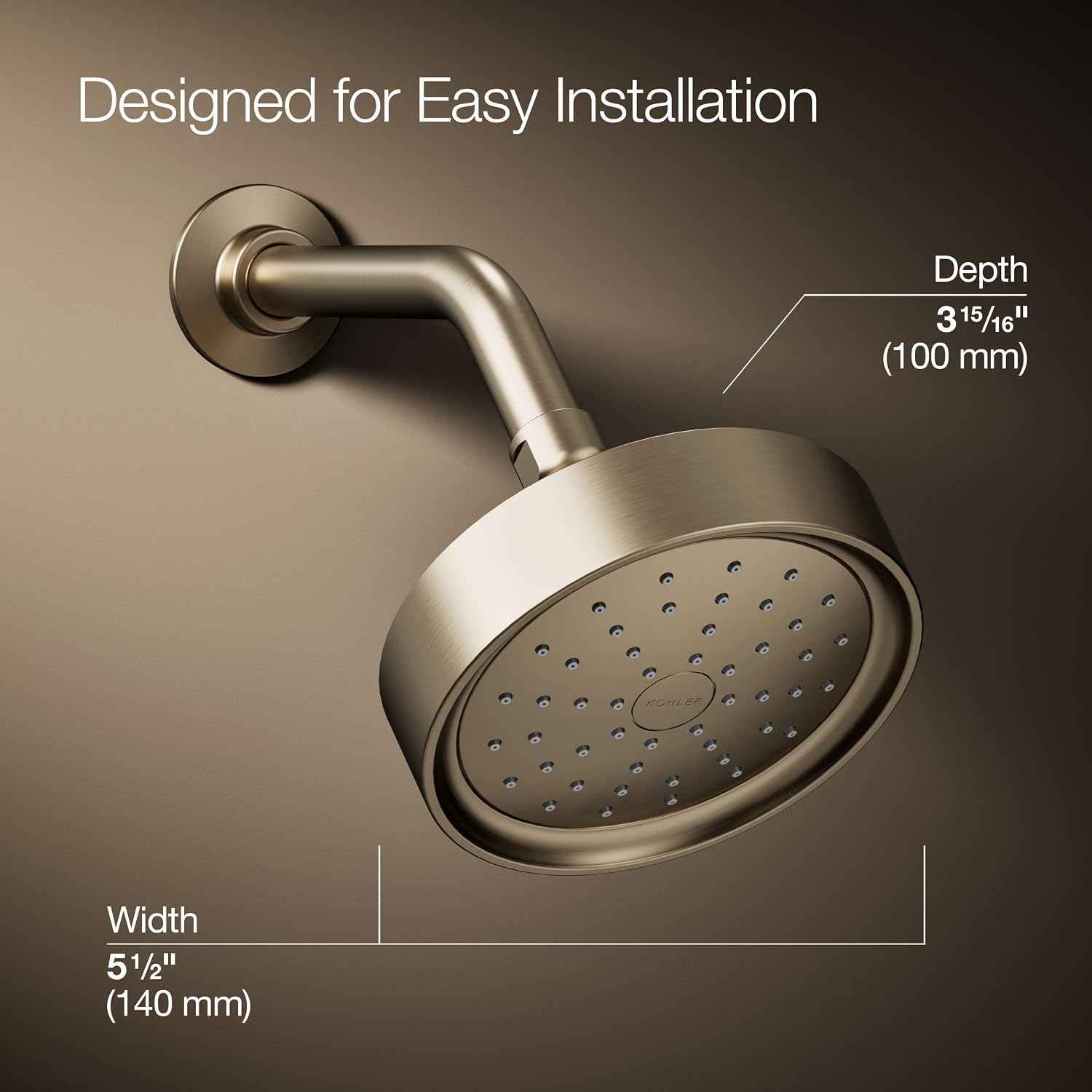 Kohler 965-AK-BV Purist® Single-function showerhead, 2.5 gpm, Vibrant Brushed Bronze