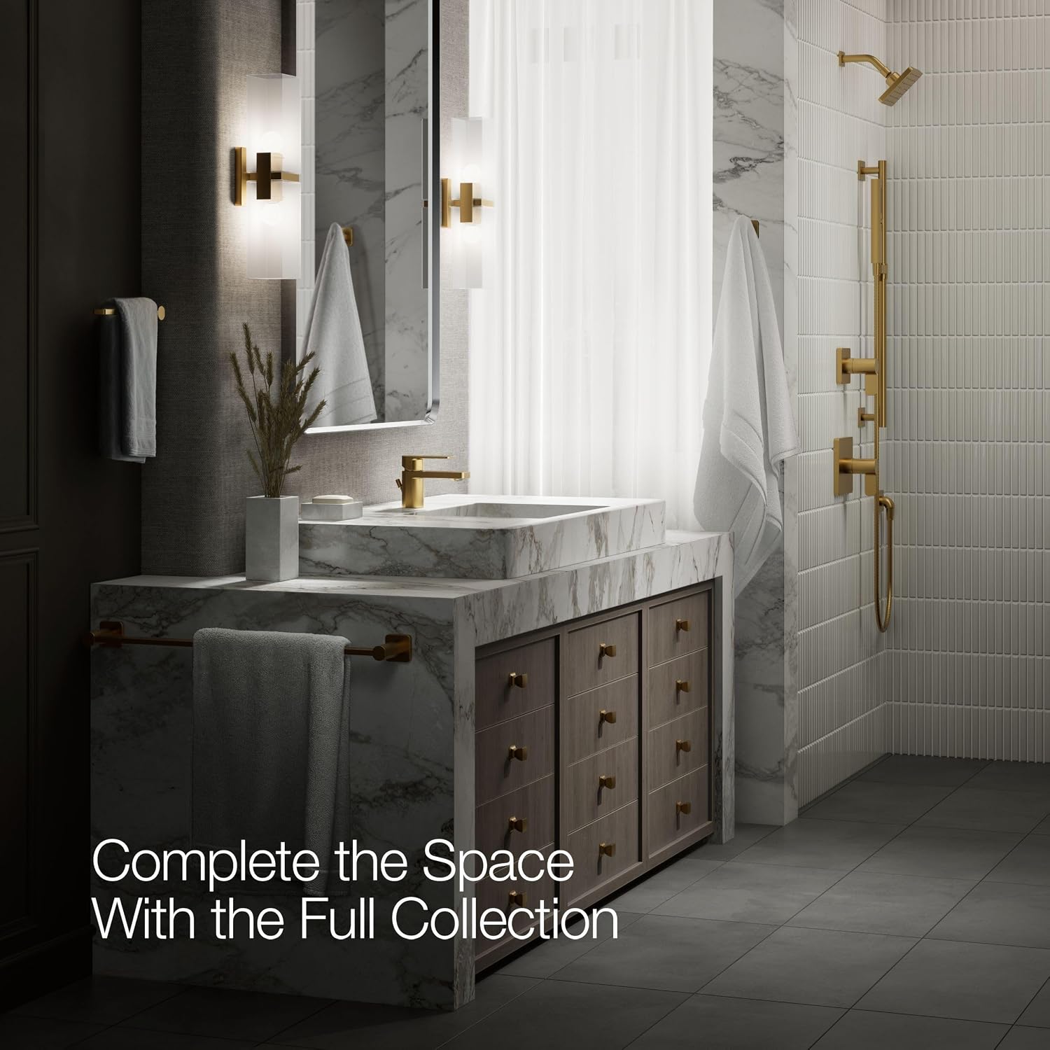 Kohler 24804-4-2MB Parallel® Low Single-Handle Bathroom Sink Faucet, 1.2 gpm, Vibrant Brushed Moderne Brass