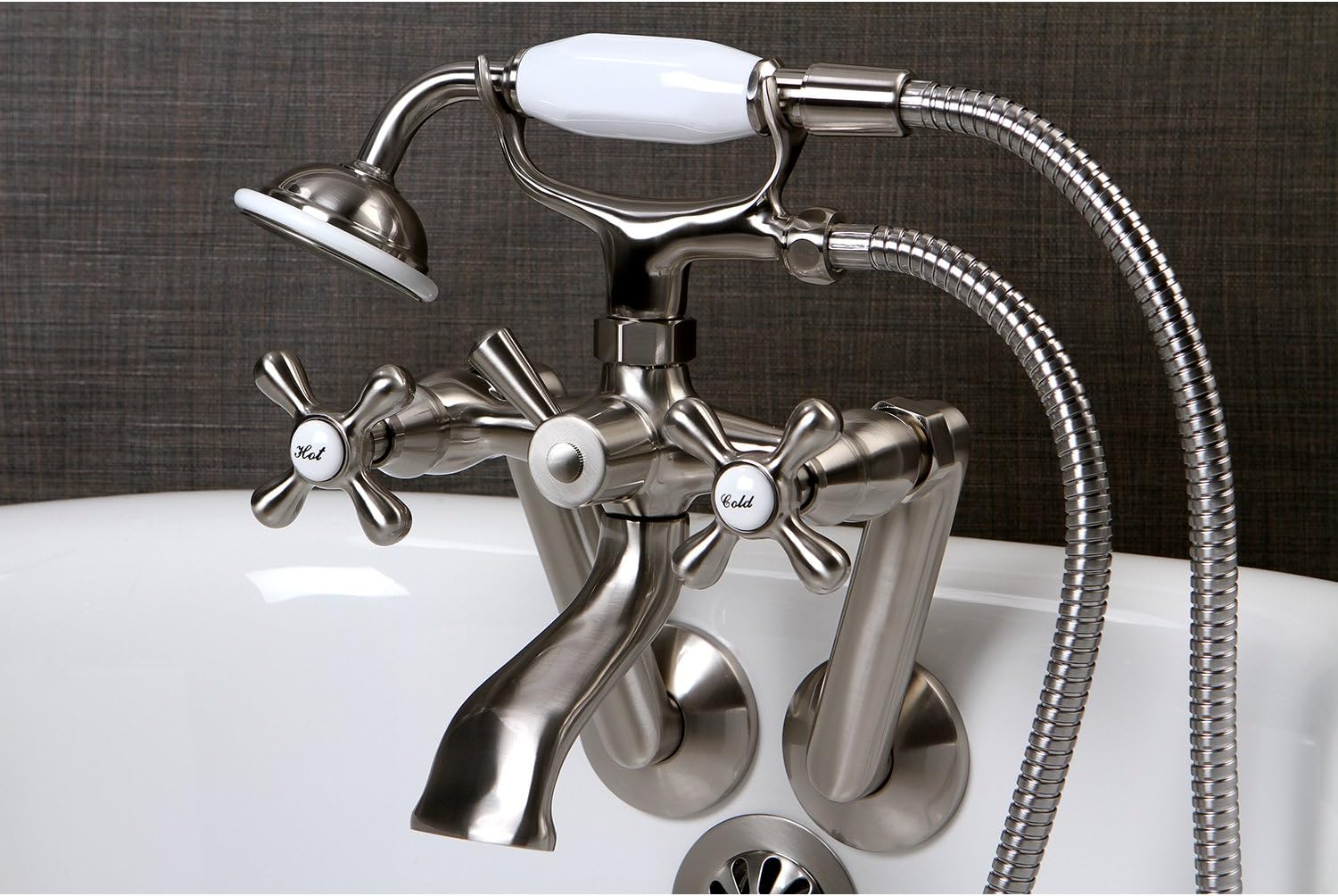 Kingston Brass KS269SN Kingston Clawfoot Tub Faucet, Brushed Nickel 9.13 x 7.5 x 6