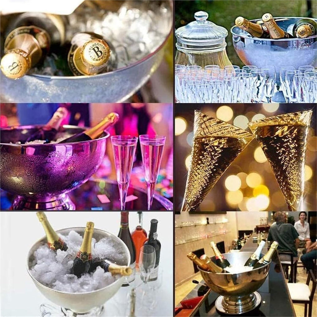 Ice Buckets for Parties, Luxurious Large Stainless Steel Champagne Bucket with Tall Stand