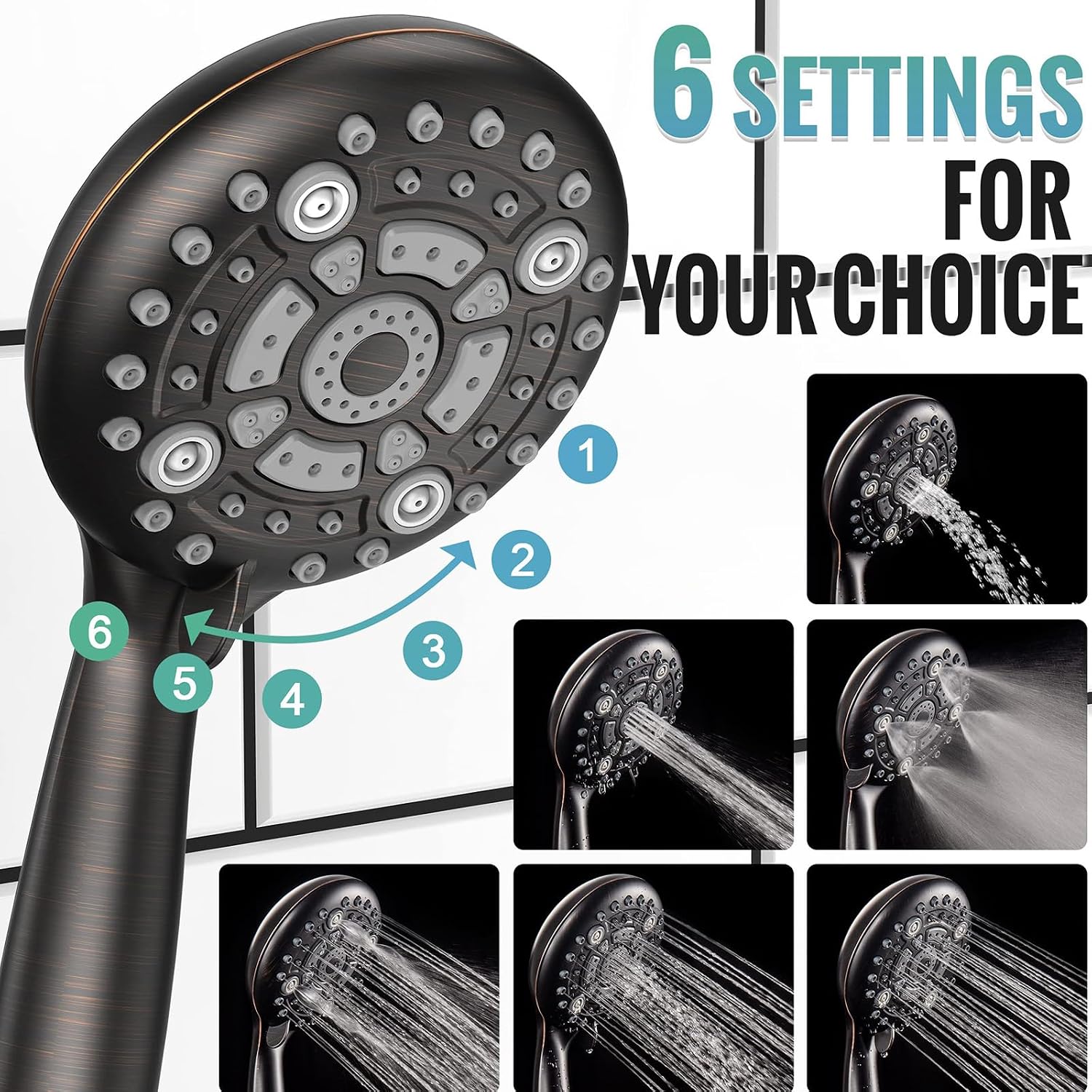 SR SUN RISE Shower Faucet - 16 Inch Multifunctional High Pressure Shower Head System with Handheld Shower Head Fixtures - Valve Included - Oil Rubbed Bronze