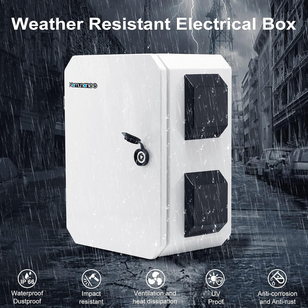 Outdoor Electrical Box, Cold-Rolled Steel Plate, Aluminum Alloy Back Beam, One-Piece Ventilation Design, IP65 Waterproof, Wall/Pole Mounted (15.7' x 11.8' x 7.9')