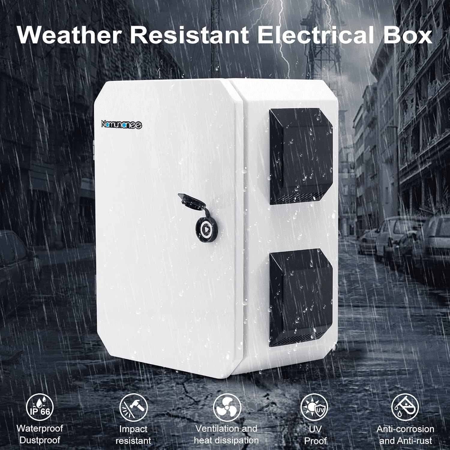 Outdoor Electrical Box, Cold-Rolled Steel Plate, Aluminum Alloy Back Beam, One-Piece Ventilation Design, IP65 Waterproof, Wall/Pole Mounted (15.7' x 11.8' x 7.9')