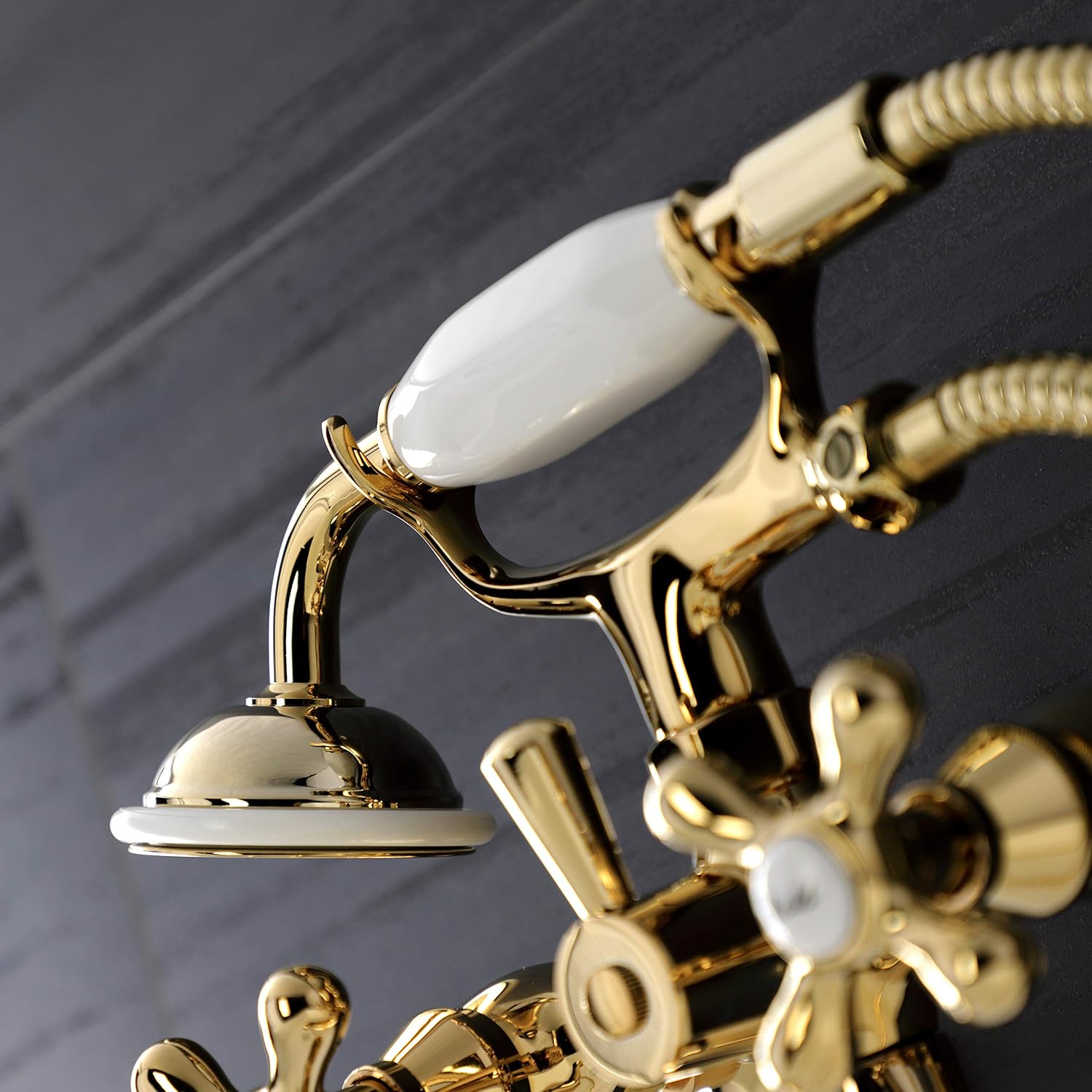 Kingston Brass KS226PB Kingston Clawfoot Tub Faucet, Polished Brass 9 x 9.19 x 8.81