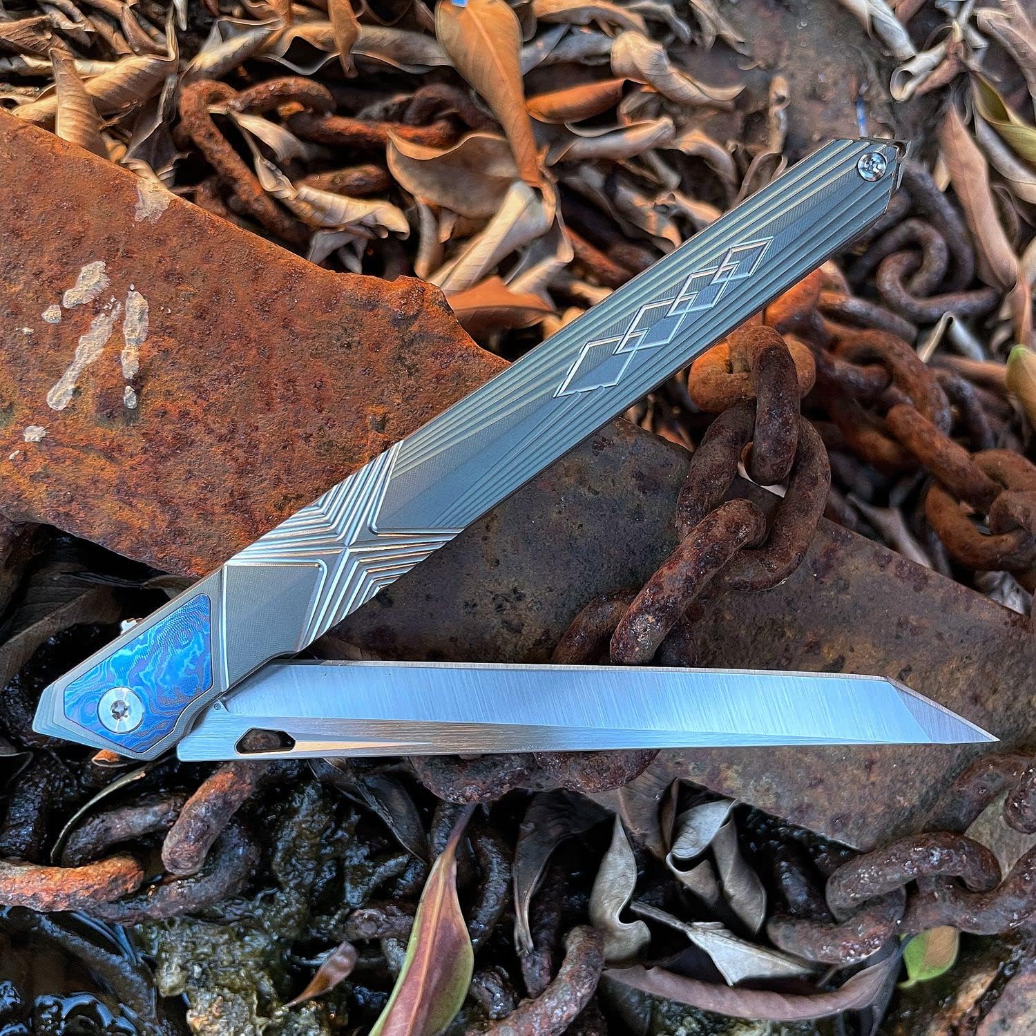 Gentleman's Front Flipper Folding Knife, M390 Steel Blade Pocket Knife with TC4 Titanium Handle, EDC Utility Knife for Men, Lightweight Pen Knife with Pocket Clip for Outdoor Camping Work