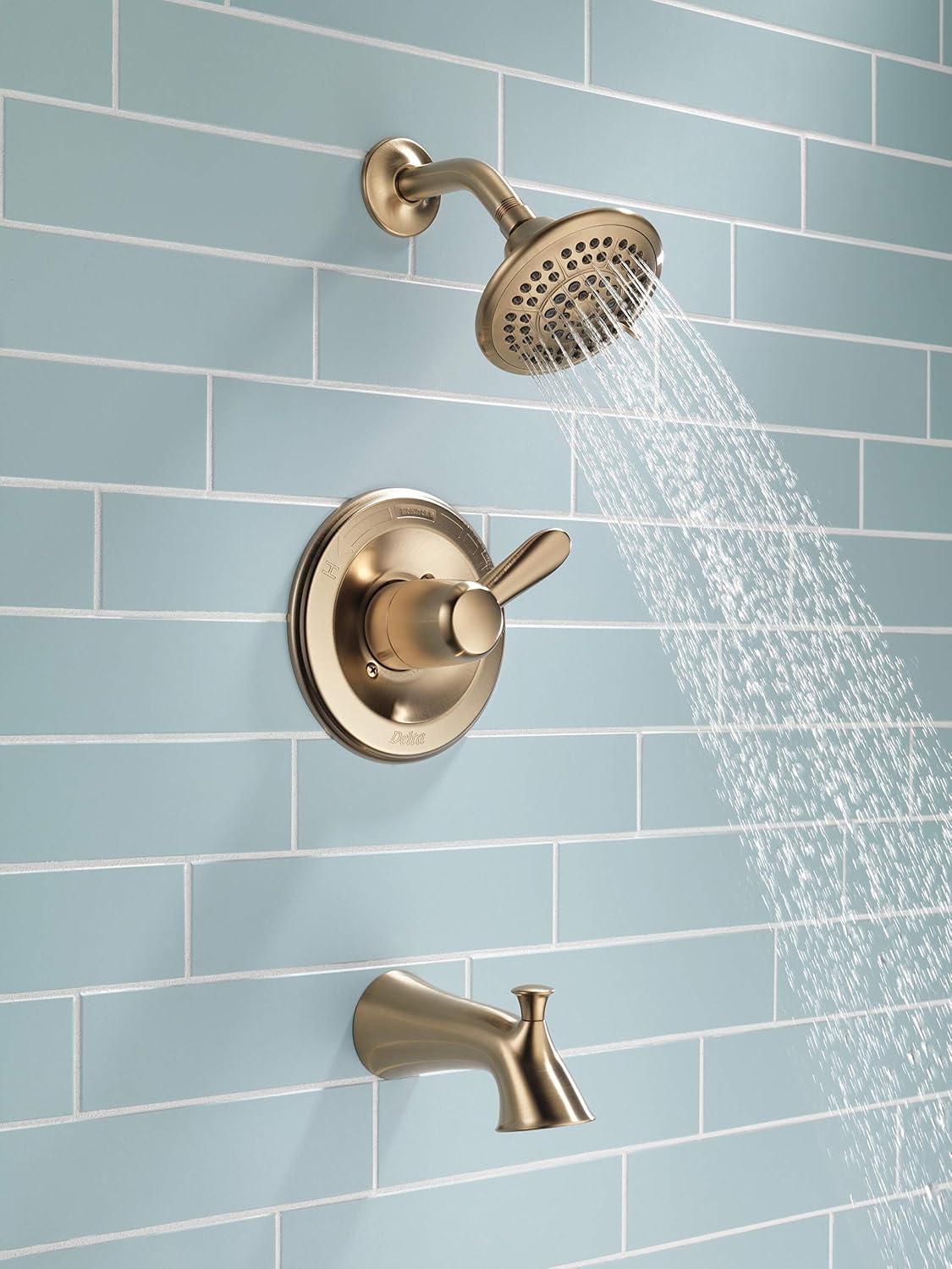 Delta Faucet Lahara 14 Series Single-Handle Tub and Shower Trim Kit, Shower Faucet with 5-Spray Touch-Clean Shower Head, Champagne Bronze T14438-CZ (Valve Not Included)