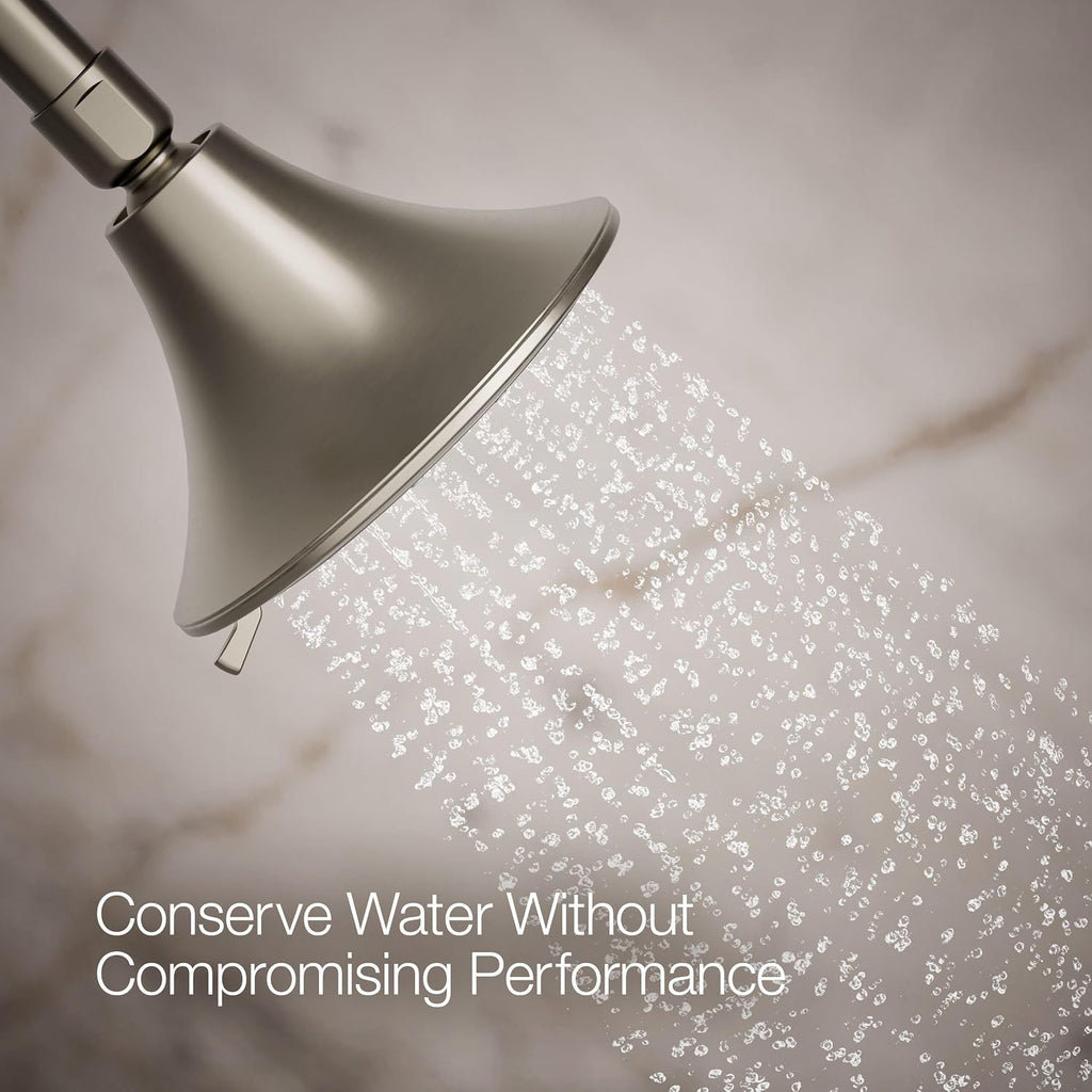 KOHLER 22169-G-BN Forté® Three-function showerhead, 1.75 GPM, Corrosion Resistant, Full Coverage, Pulsating Massage, Silk Spray, Vibrant Brushed Nickel