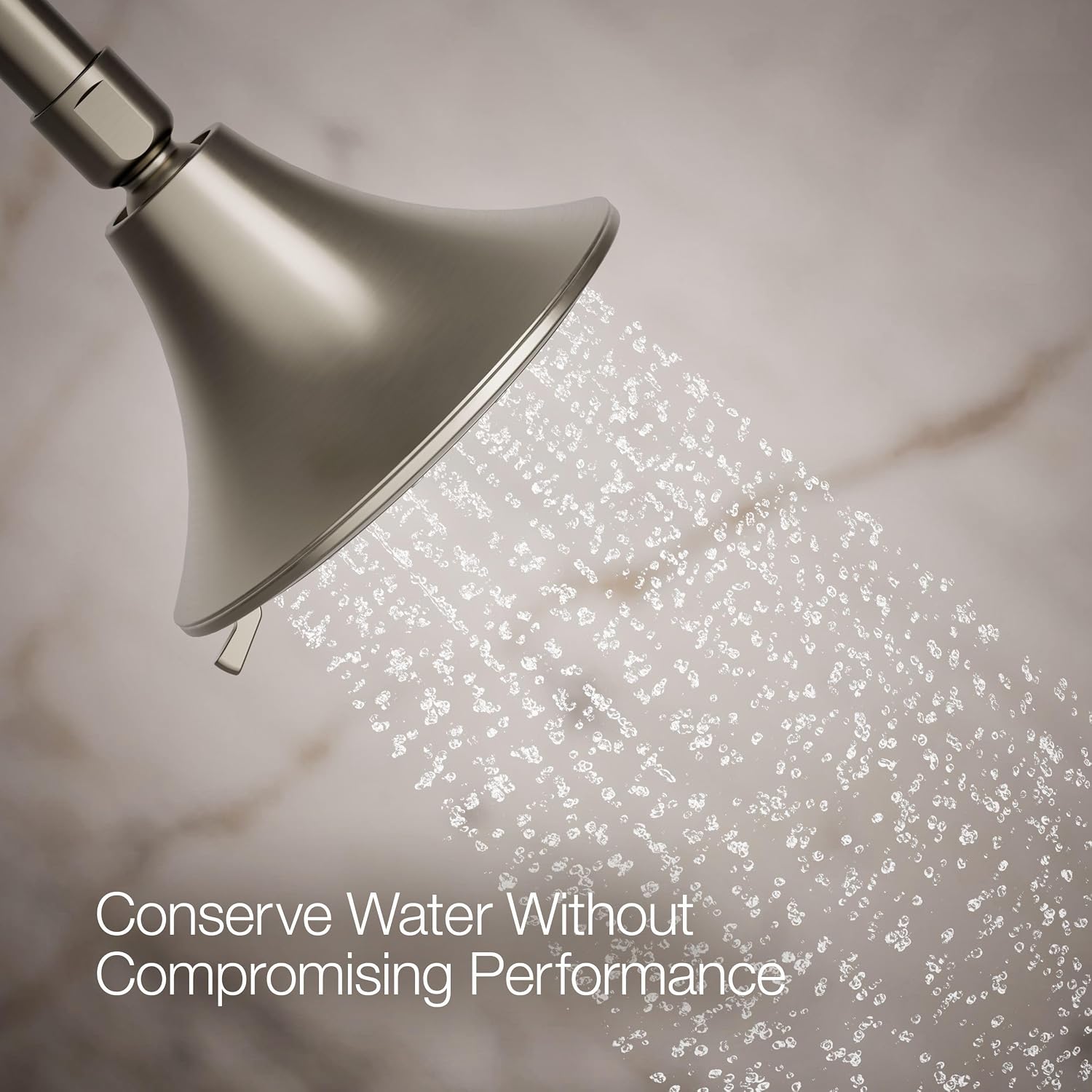 KOHLER 22169-G-BN Forté® Three-function showerhead, 1.75 GPM, Corrosion Resistant, Full Coverage, Pulsating Massage, Silk Spray, Vibrant Brushed Nickel
