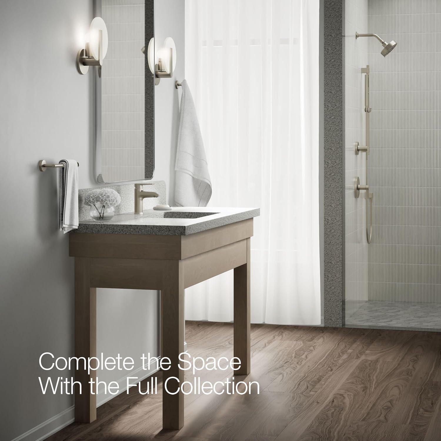 KOHLER K-37894-4-BN Hint® Centerset Bathroom Sink Faucet, Bathroom Faucets for Sink 3-Hole, 1.2 GPM, Vibrant Brushed Nickel