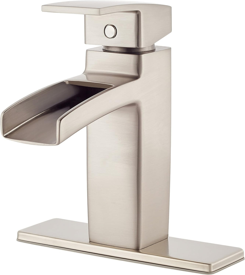 Pfister LG42DF0K Kenzo Single Control Waterfall 4 Inch Centerset Bathroom Faucet in Brushed Nickel, Water-Efficient Model