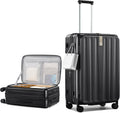 Hanke 26 Inch Expandable Luggage Top Opening Checked Bag Luggage Hard Shell Suitcases with Wheels Lightweight Travel Luggage Heavy Duty Luggage Suitcase with Lock for Woman Men-Jet Black