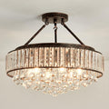 YYJLX 6 Light Modern Crystal Oil Rubbed Bronze Metal Semi Flush Mount Ceiling Light Fixture E26 Indoor Round Ceiling Lamp for Dining, Living, Foyer, Kitchen, Bedroom