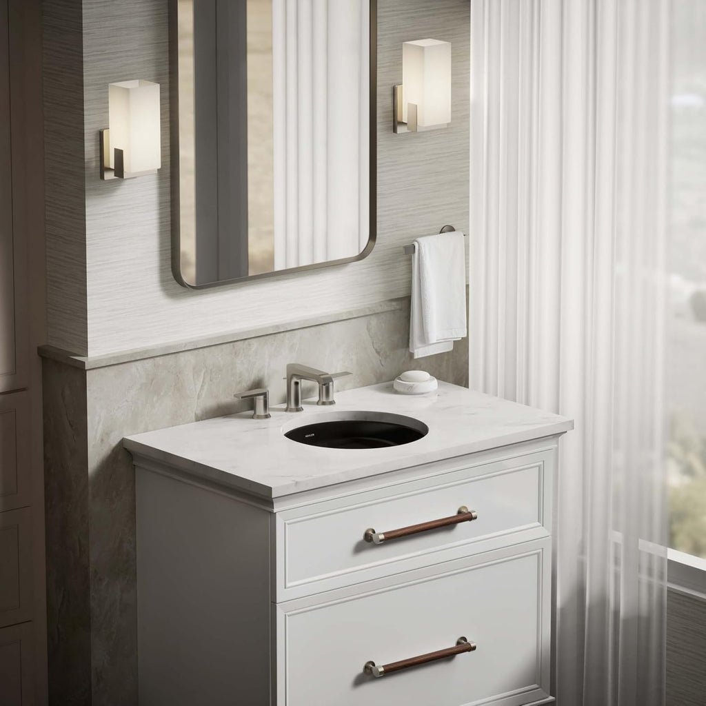 KOHLER K-29000-7 Caxton Undercounter Bathroom Sink, Round, Black Black