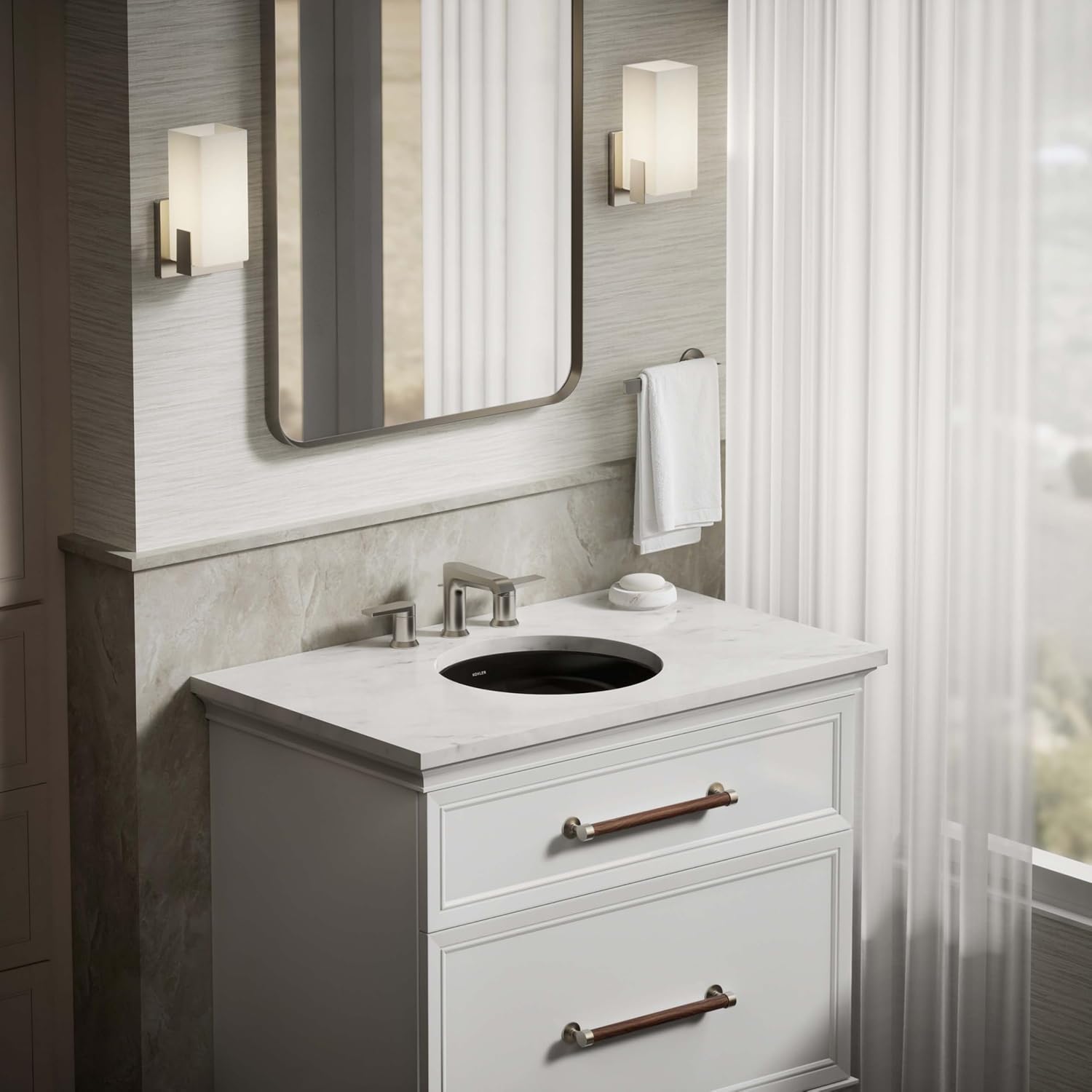 KOHLER K-29000-7 Caxton Undercounter Bathroom Sink, Round, Black Black