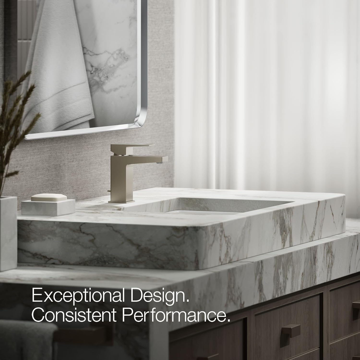 KOHLER K-37889-4-BN Honesty® Single-Handle Bathroom Sink Faucet, Bathroom Faucets, 1.2 GPM, Vibrant Brushed Nickel