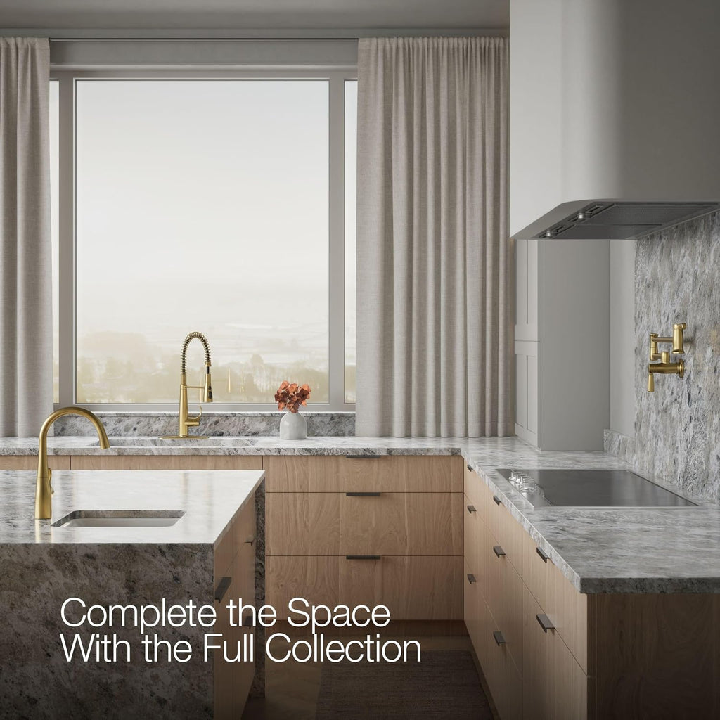 KOHLER 22033-2MB Simplice Kitchen Sink Faucet, Three Function Sprayhead, Vibrant Brushed Moderne Brass