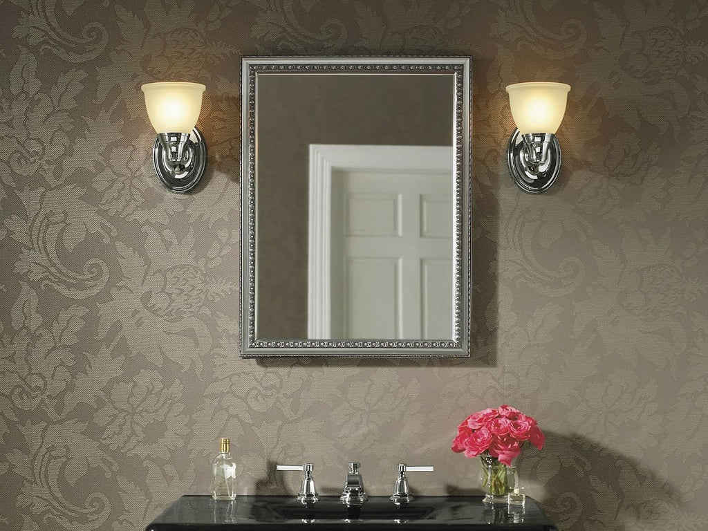 Kohler CB-CLW2026SS Aluminum Bathroom Medicine Cabinet with Mirror, Decorative Silver Framed Mirror Door, Adjustable Shelves, Rectangular Frame, 20 in. W x 26 in. H