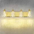 zeyu 24W Dimmable Gold Bathroom Vanity Light, 4-Light Gold Bathroom Light Fixture with 5 Color Modes, Brushed Gold Finish with Crystal Bubble and Clear Glass, ZSL72B-4W LED BG