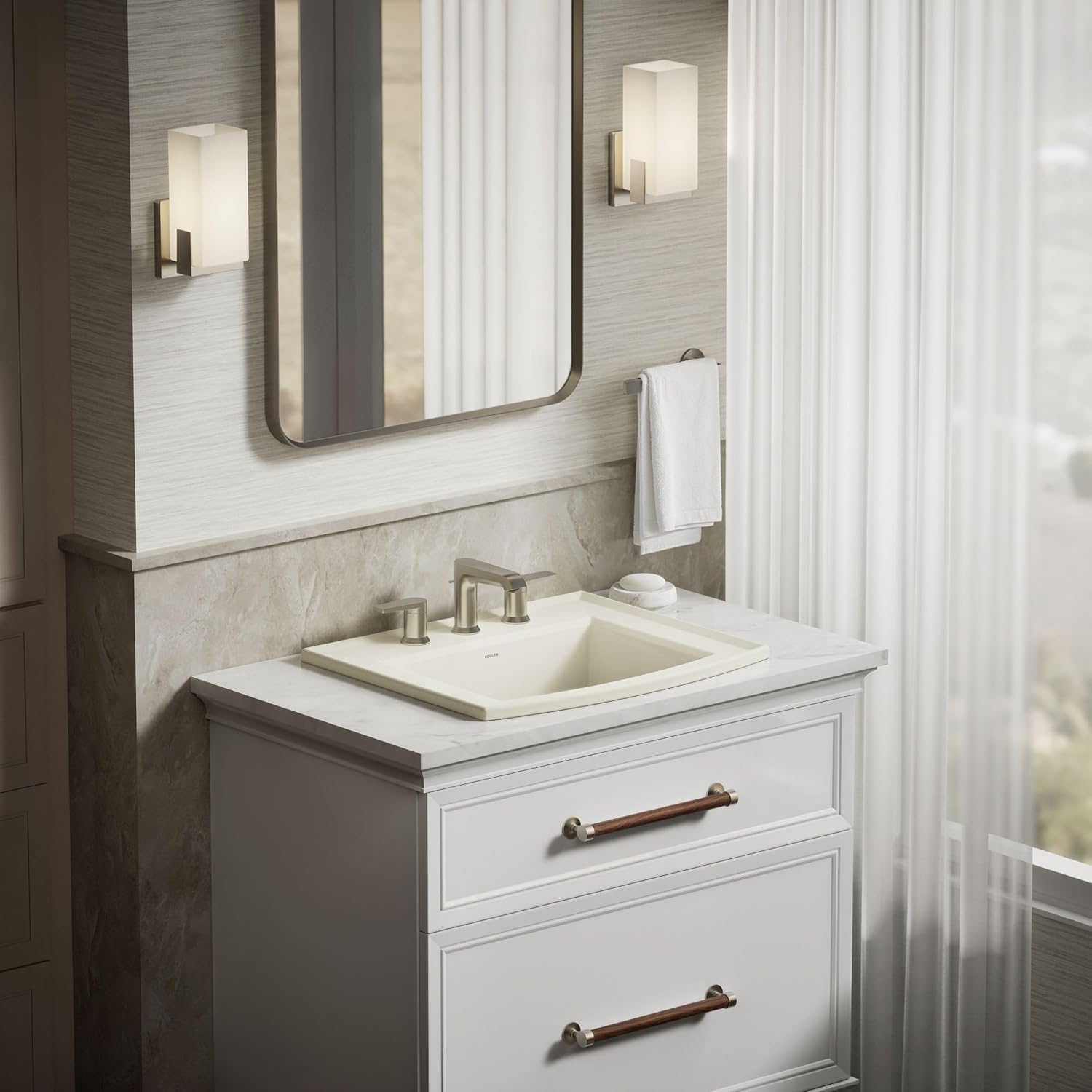 Kohler 2356-8-96 Archer® 22-3/4' rectangular drop-in bathroom sink, Biscuit