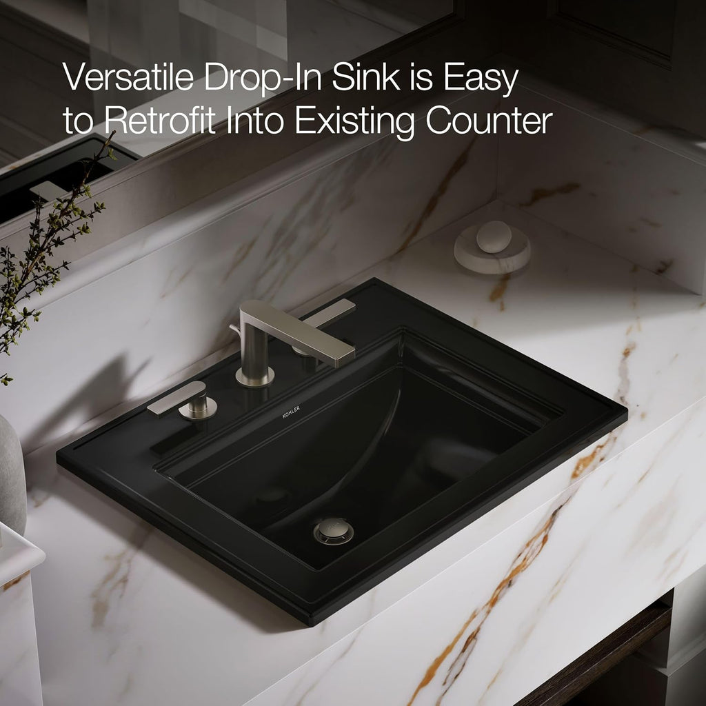 Kohler 2337-8-58 Memoirs® Stately 22-3/4' rectangular drop-in bathroom sink, Thunder Grey