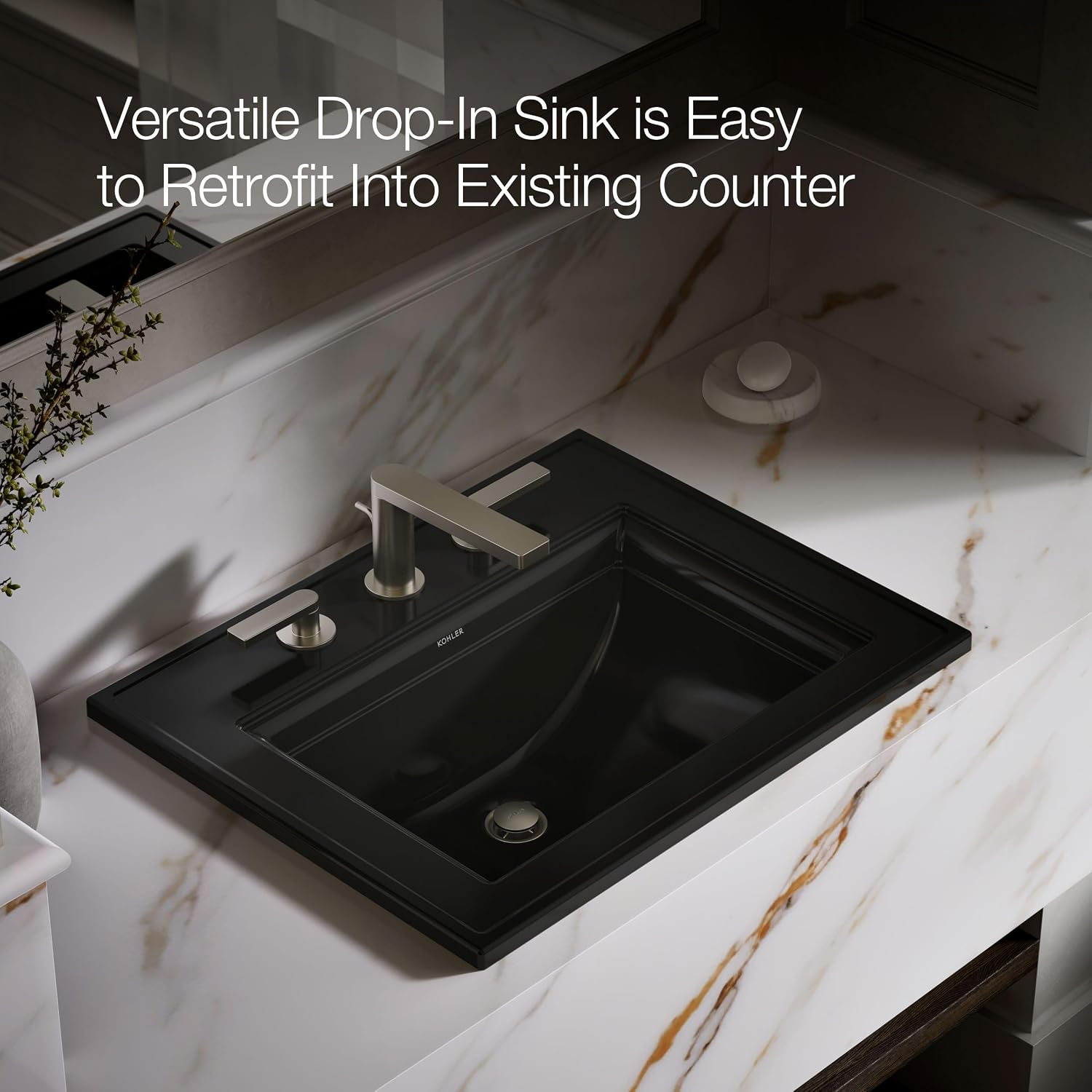 Kohler 2337-8-58 Memoirs® Stately 22-3/4' rectangular drop-in bathroom sink, Thunder Grey