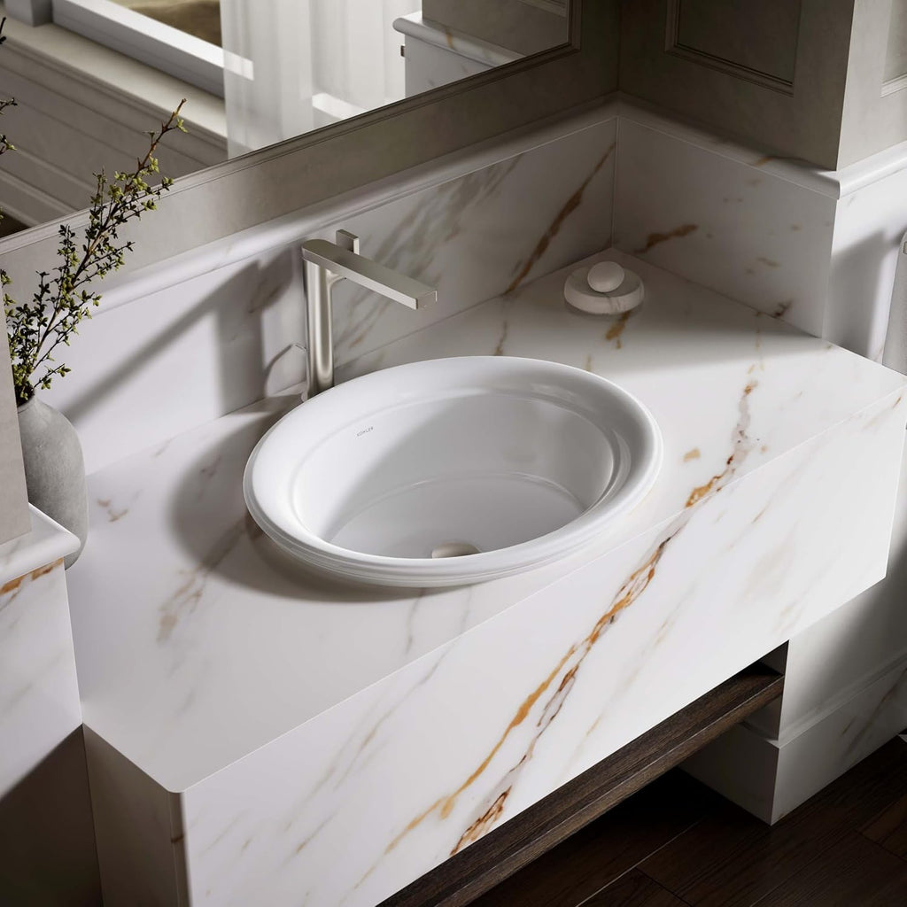 Kohler K-21780-0 Artifacts 21' Oval Drop-in Bathroom Sink, White