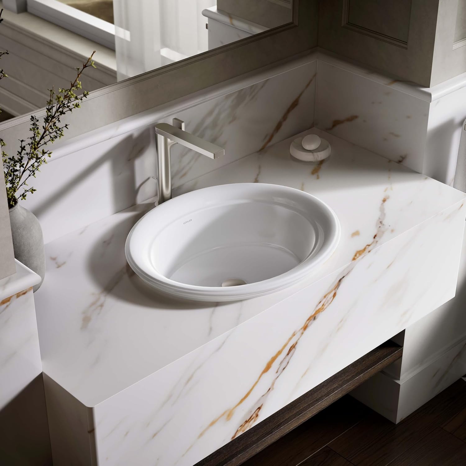 Kohler K-21780-0 Artifacts 21' Oval Drop-in Bathroom Sink, White