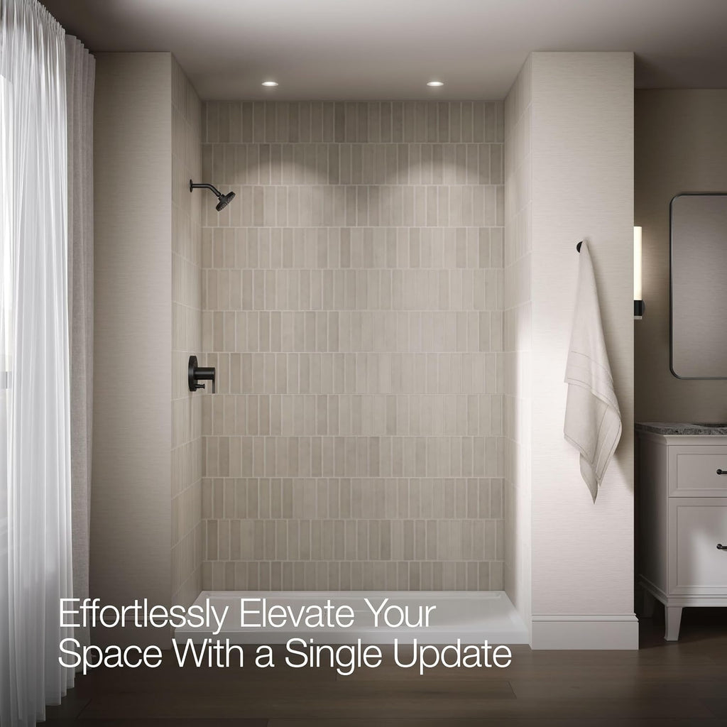 KOHLER T35326-4G-BL, Elate Rite-Temp Shower Trim Kit with Push-Button Diverter, 1.75 GPM Showerhead, Matte Black, Modern Shower Fixture, Water-Saving Design