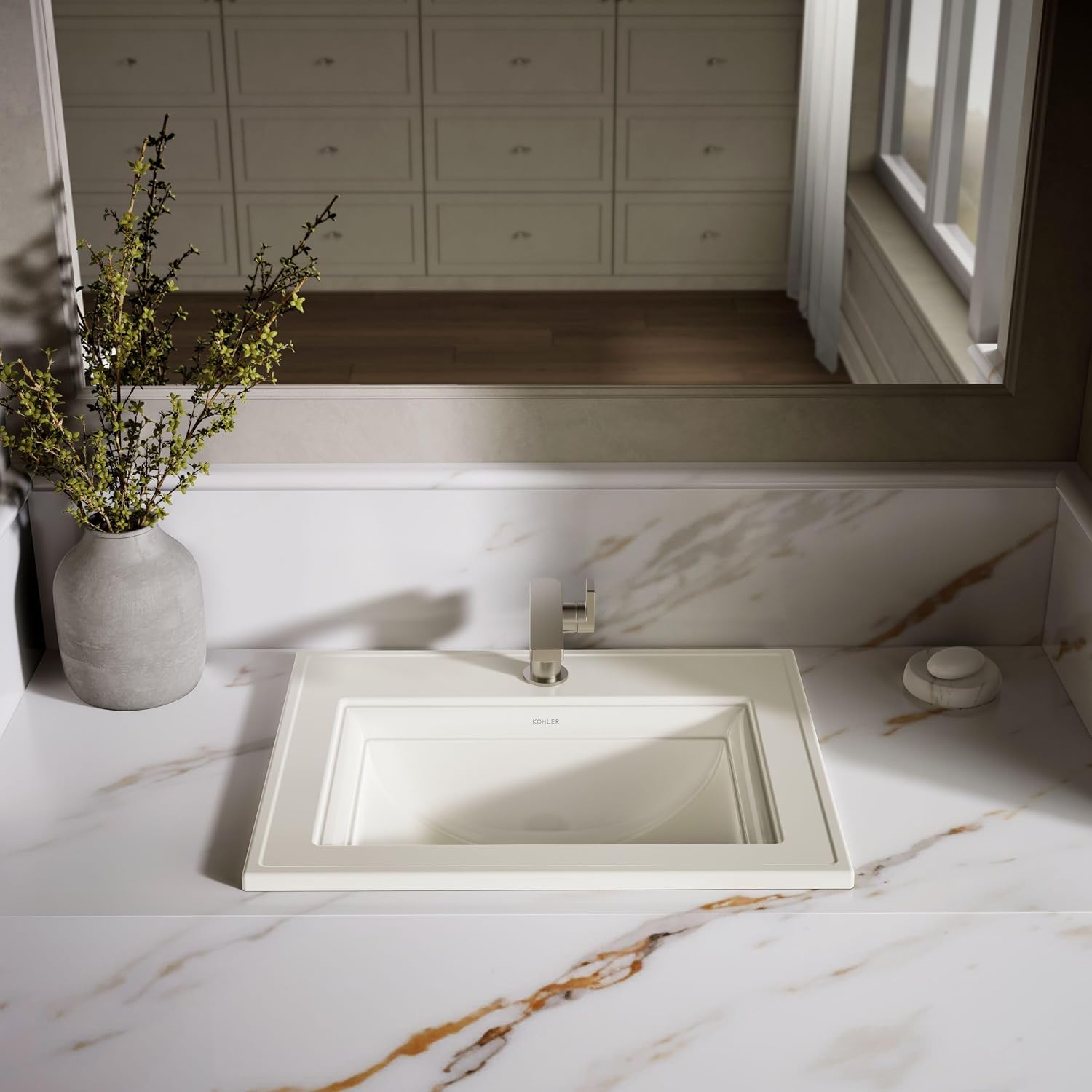 Kohler 2337-1-95 Memoirs® Stately 22-3/4' rectangular drop-in bathroom sink, Ice Grey