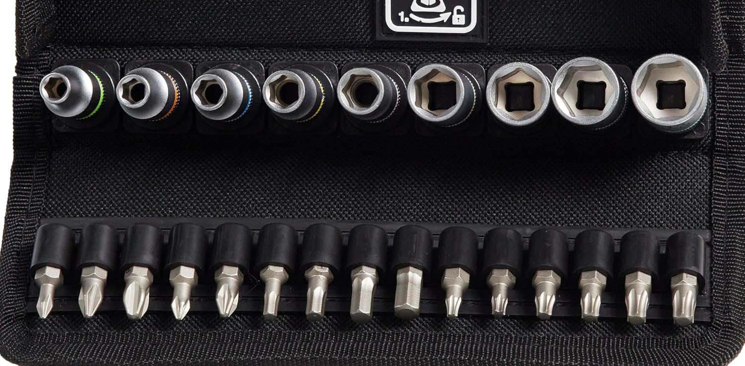 WERA 05004018001 8100 SA 8 Zyklop Metric Metal Ratchet Set with Switch Lever, 28 Piece, 1/4' Drive