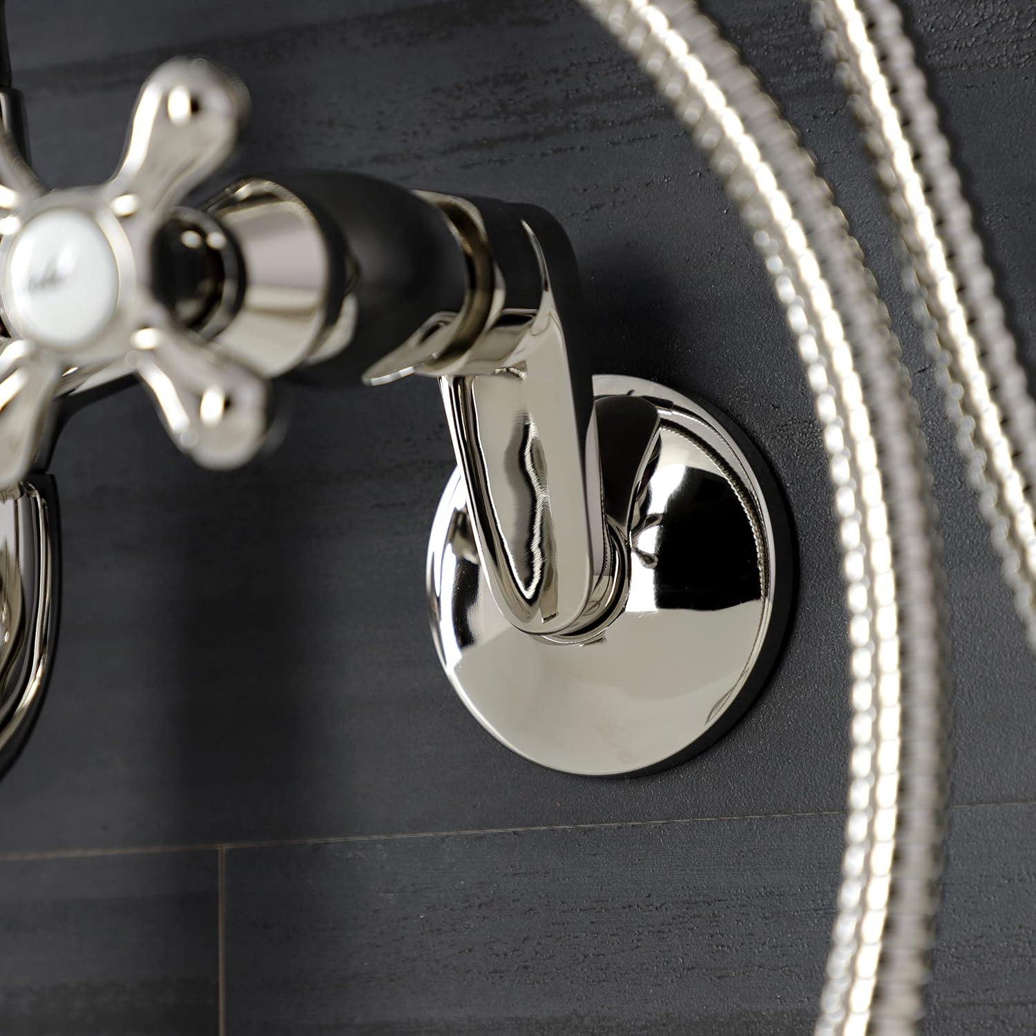 Kingston Brass KS226PN Kingston Wall Mount Tub Faucet with Hand Shower, Polished Nickel