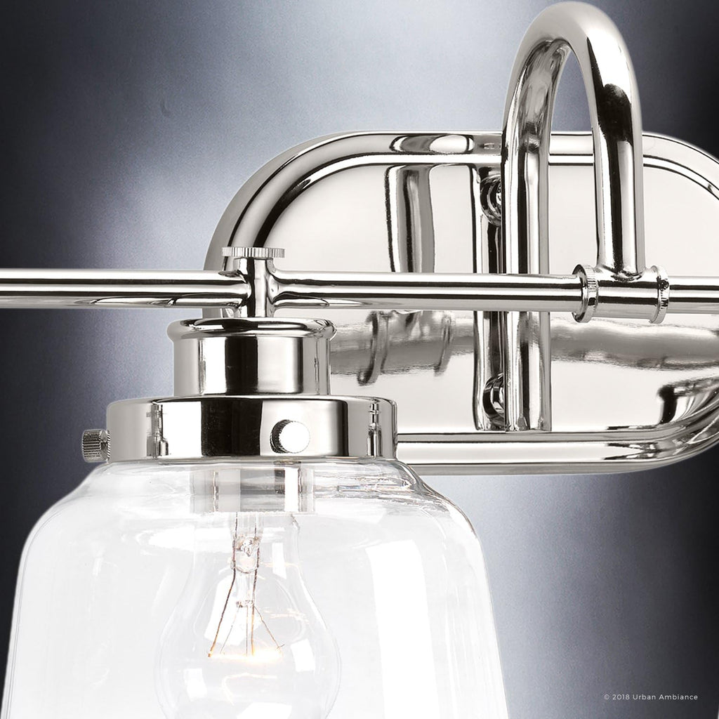 Urban Ambiance Luxury Industrial Chic Bathroom Vanity Light, Large Size: 11.25' H x 35.75' W, with Art Deco Style Elements, Polished Nickel Finish, UHP2540, Nottingham Collection
