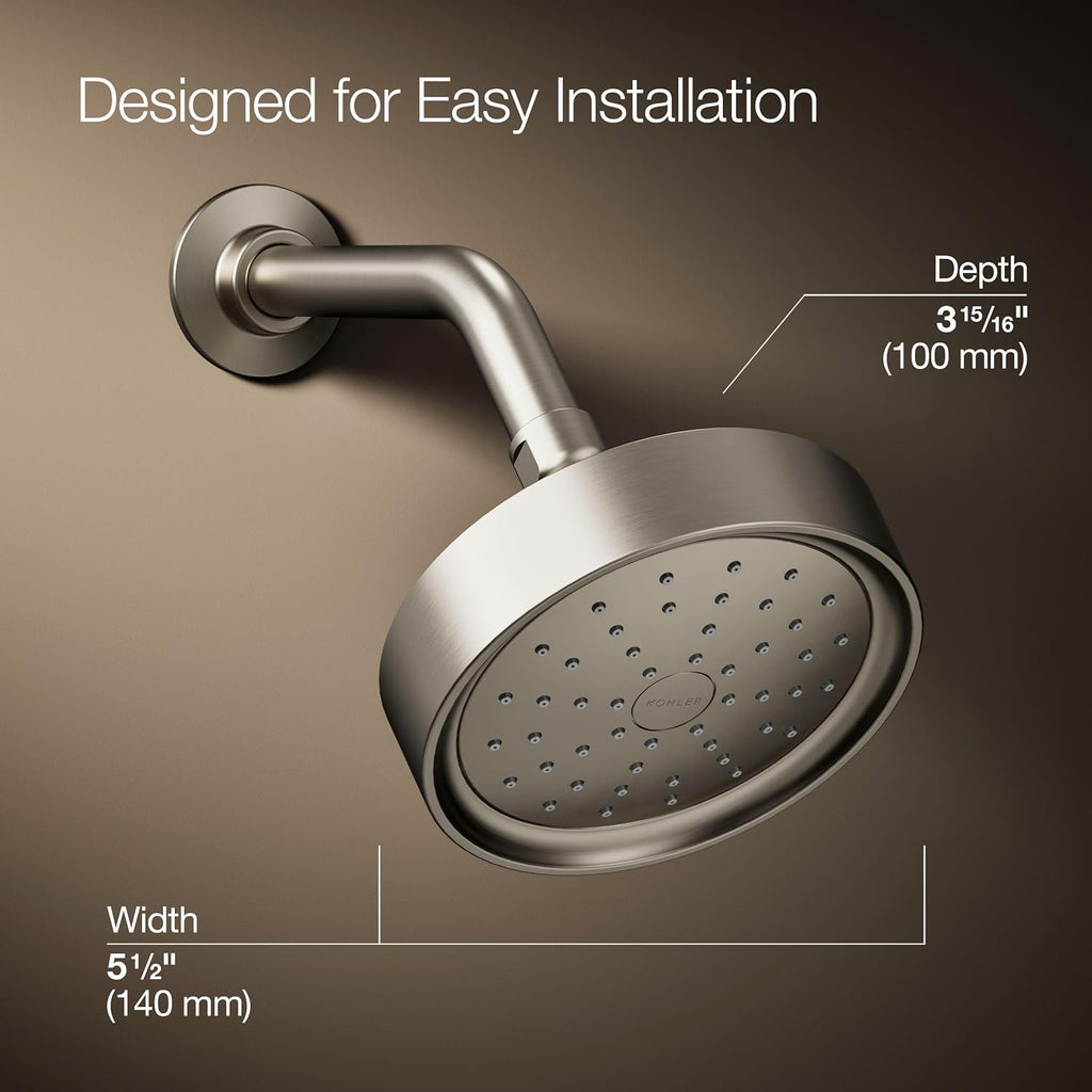 Kohler 965-AK-BN Purist® Single-function showerhead, 2.5 gpm, Vibrant Brushed Nickel