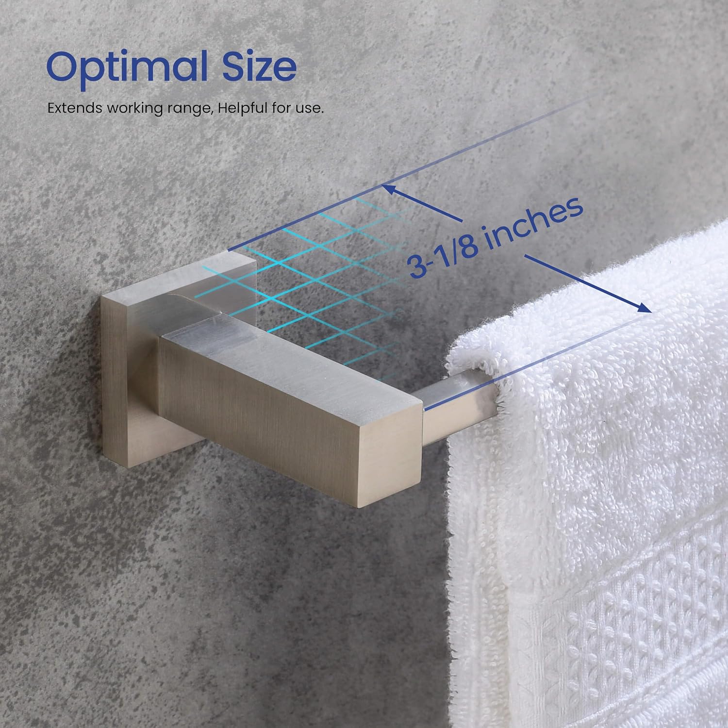 KIBI Cube 5 Piece Brushed Nickel Bathroom Hardware Set | Towel Bar (24'), Towel Ring, Toilet Paper Holder, Robe Hooks | Towel Holder & Toilet Paper Roller for Bathroom (C-KBA15-5-2)