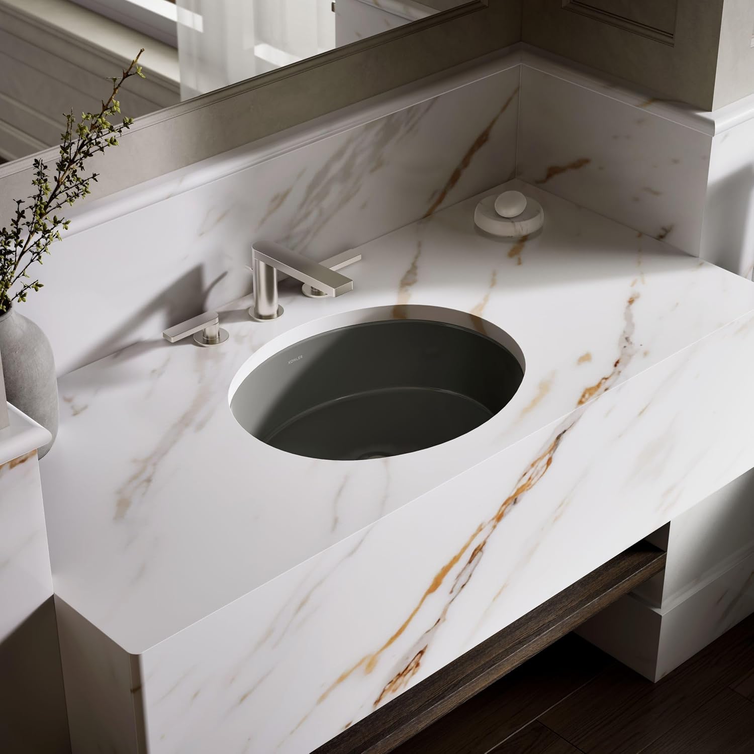 KOHLER K-2881-58 Verticyl Oval Undercounter Bathroom Sink, Thunder Grey