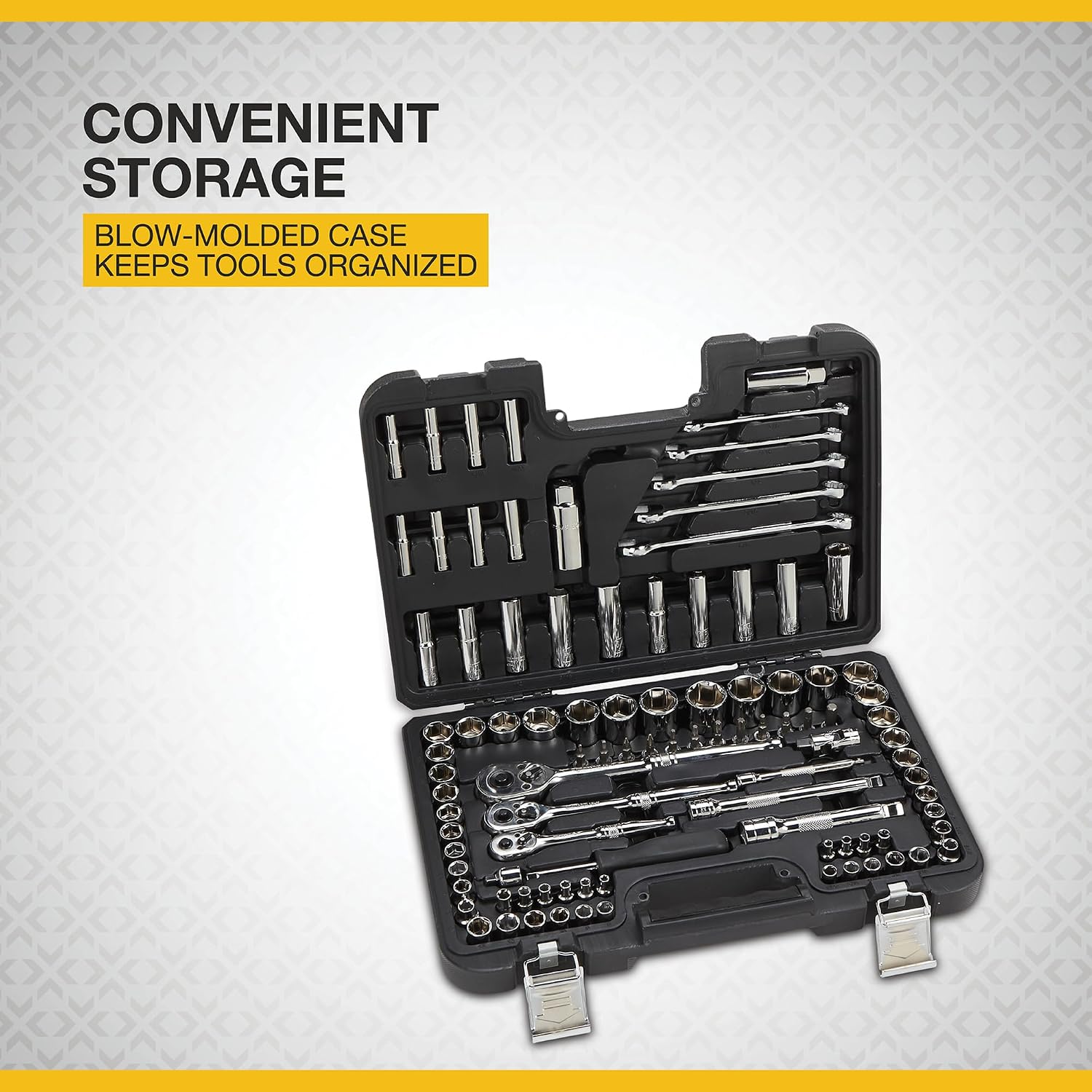 Klutch Mechanic's Socket Set - 97-Pc 1/4in 3/8in. & 1/2in. Drive, SAE & Metric