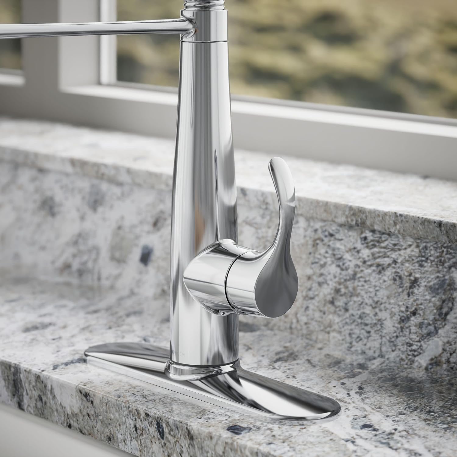 KOHLER 22033-CP Simplice Semi Professional Kitchen Sink Faucet, Pre-Rinse Kitchen & Commercial Faucet, Three Function Sprayhead, Polished Chrome