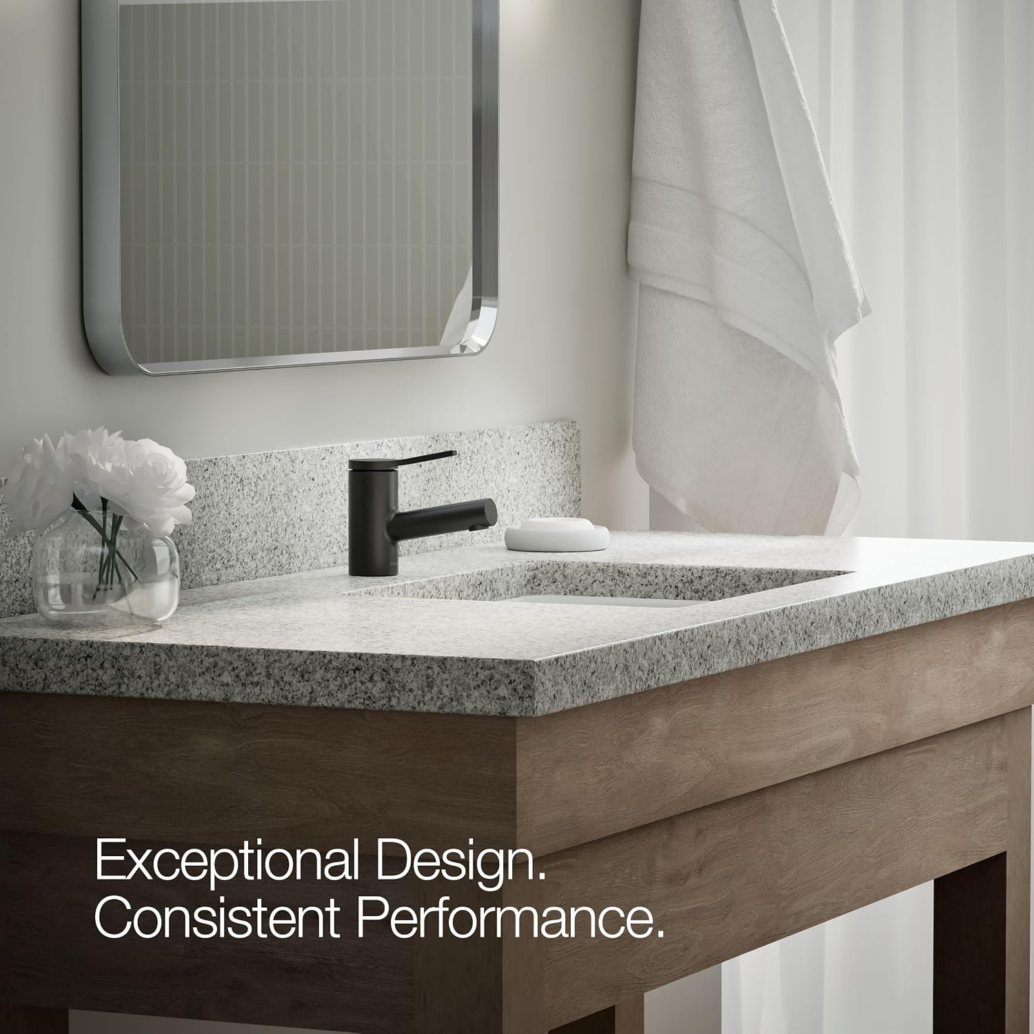 Kohler K-33590-4-BL Elate® Short Single-Handle Bathroom Sink Faucet, Bathroom Faucets, 1.2 GPM, Matte Black