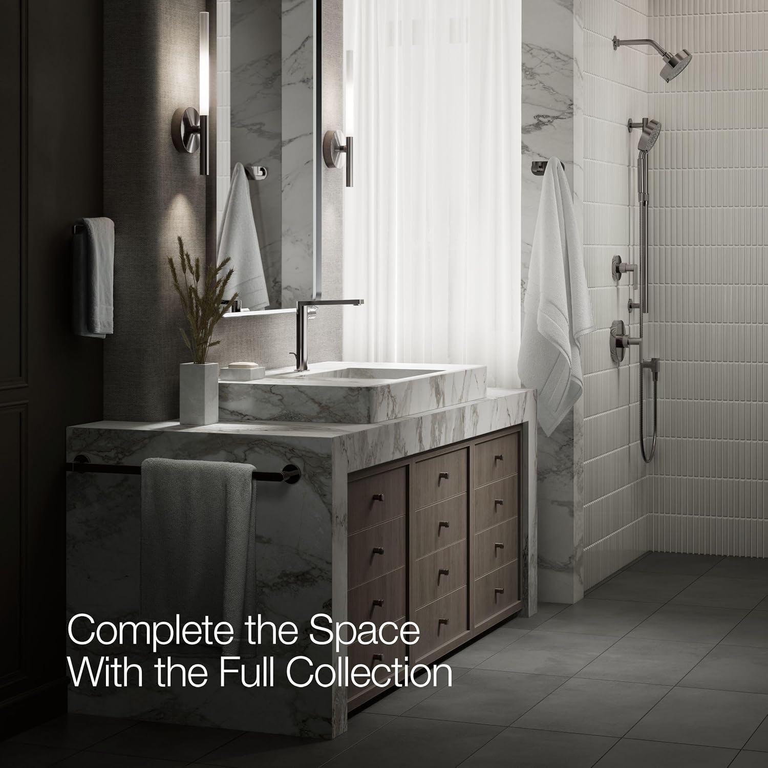 Kohler 73159-7-TT Composed® Tall Single-Handle Bathroom Sink Faucet with Cylindrical Handle, 1.2 gpm, Vibrant Titanium