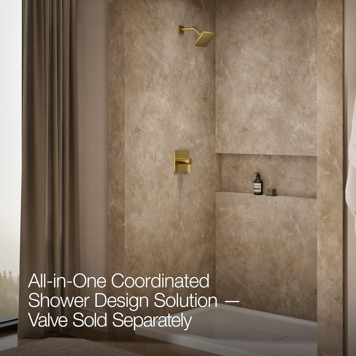 Kohler K-TS23503-4G-2MB Parallel Rite-Temp Shower Trim Kit with Lever Handle, 1.75 GPM, Vibrant Moderne Brushed Brass