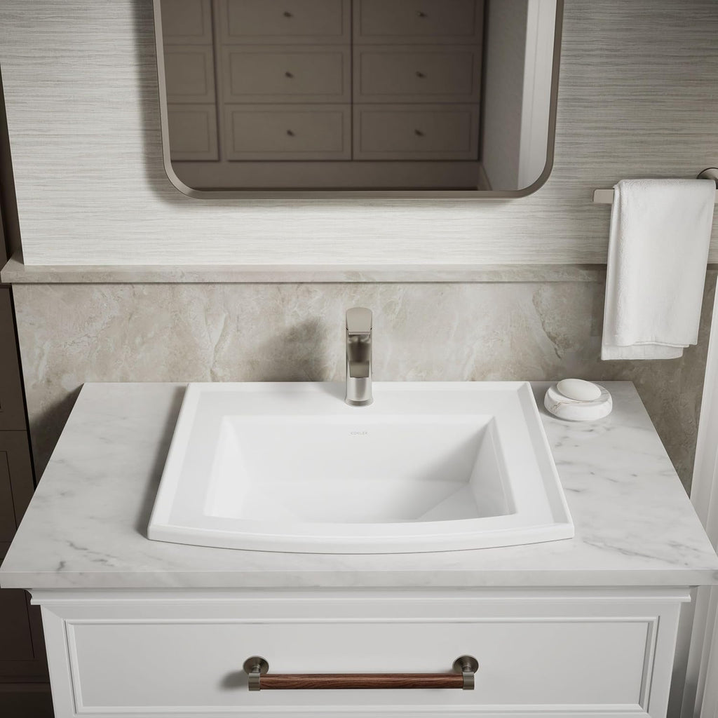 Kohler 2356-1-0 Archer® 22-3/4' rectangular drop-in bathroom sink, White
