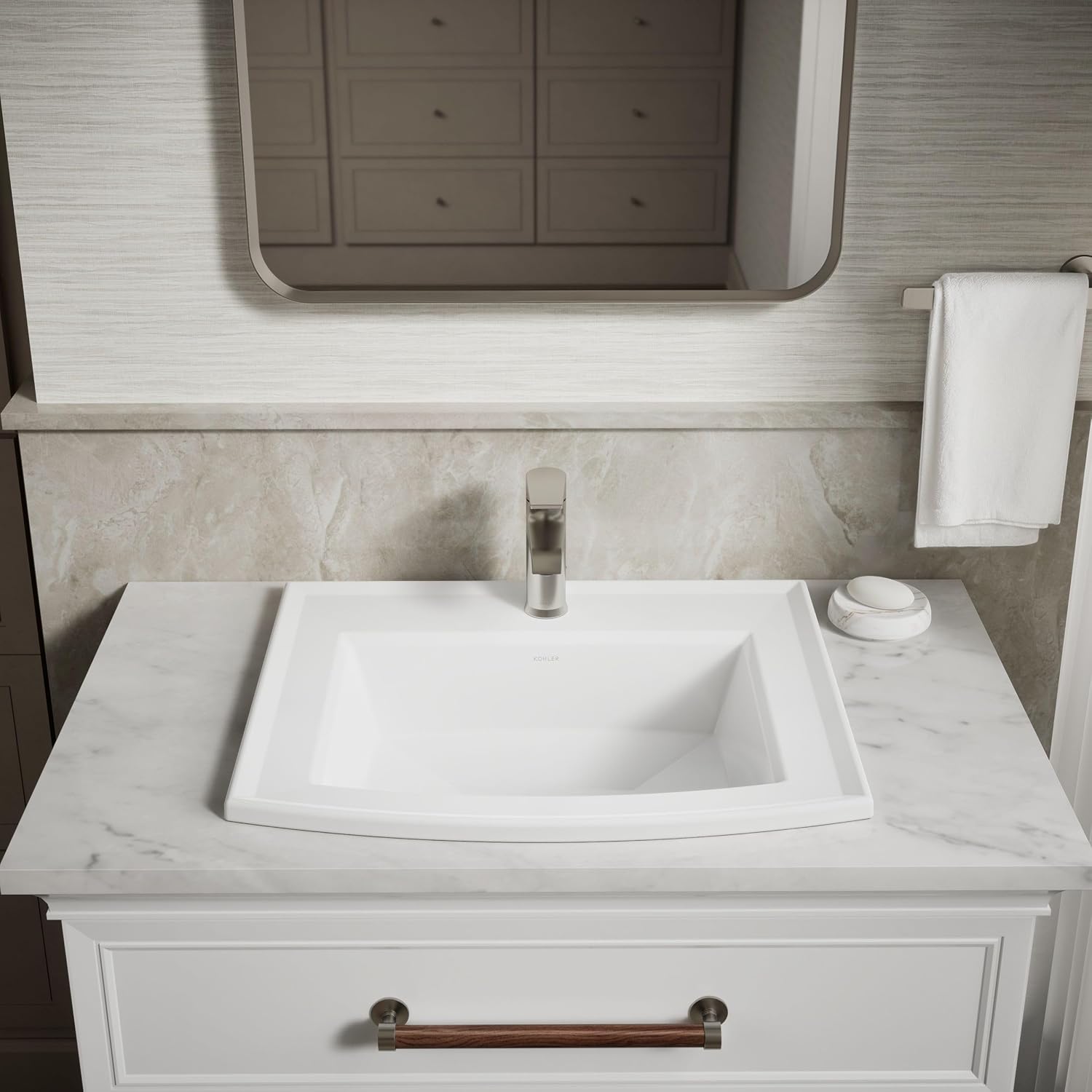 Kohler 2356-1-0 Archer® 22-3/4' rectangular drop-in bathroom sink, White