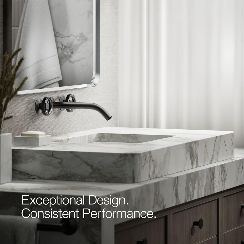 KOHLER Components Wall-Mount Bathroom Sink Faucet Trim with Industrial Handles